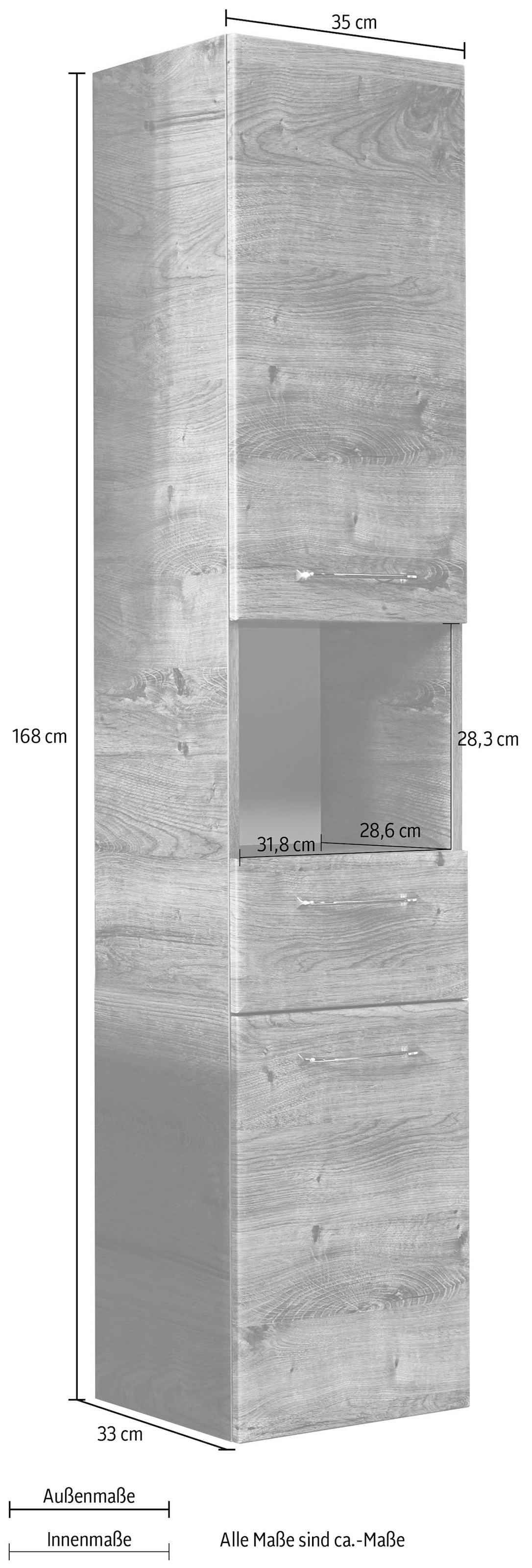 PELIPAL Hochschrank »Quickset«, Glaseinlegeböden, 35 kaufen Breite 168 Höhe Rechnung Türdämpfer auf cm, cm