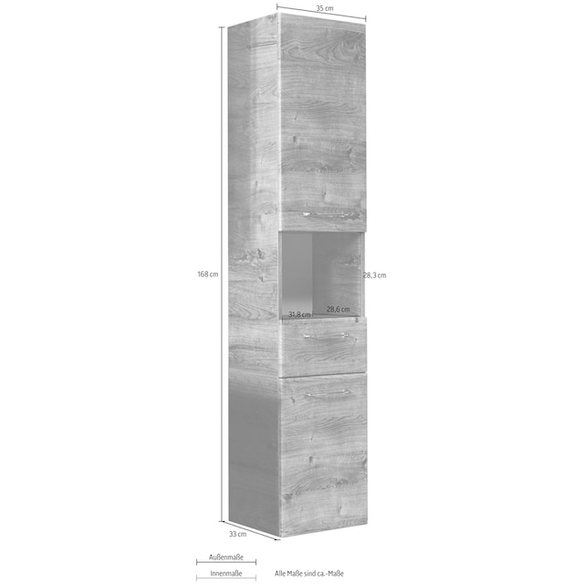 PELIPAL Hochschrank »Quickset«, Breite 35 cm, Höhe 168 cm, Glaseinlegeböden,  Türdämpfer auf Rechnung kaufen