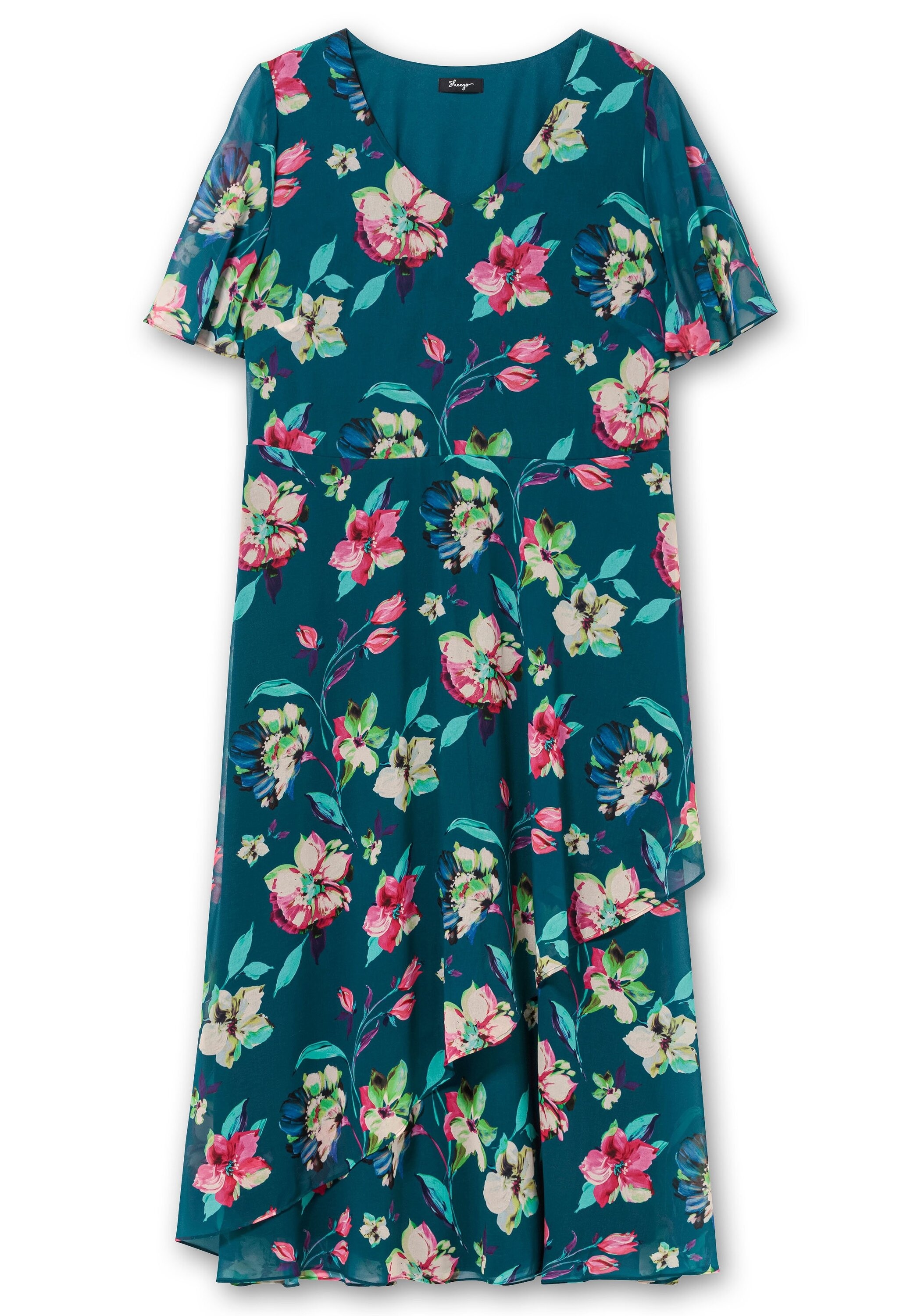 Sheego Abendkleid »Chiffonkleid mit Blumenprint, blickdicht gefüttert«