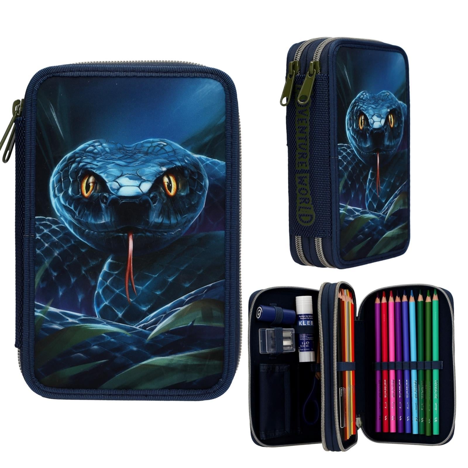 Depesche Buntstift »2-Fach Federtasche Schlange Adventure World 5,5 x 12 x 19 cm blau-grün«