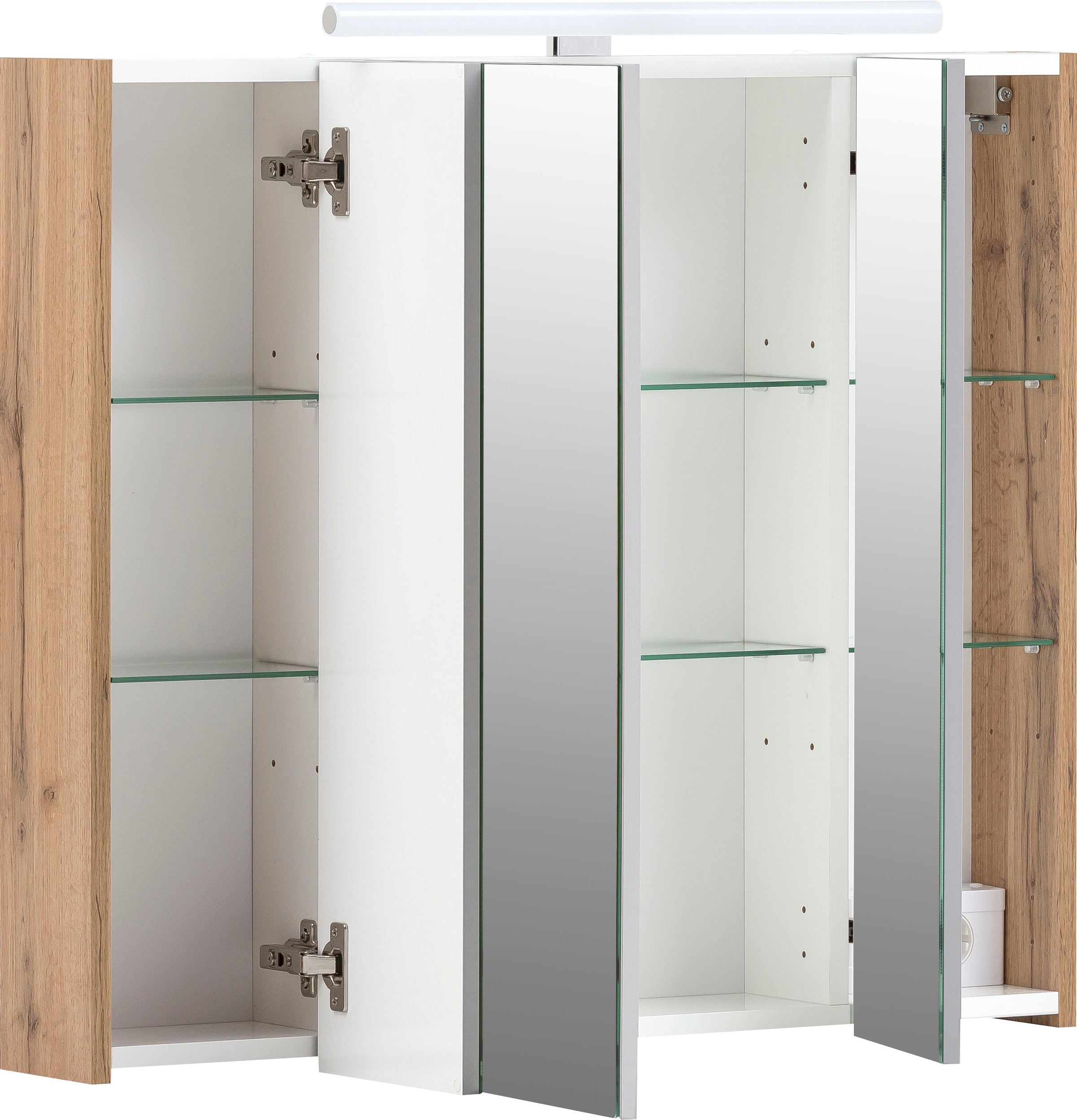 Schildmeyer Spiegelschrank »Duo«, Breite 80 cm, 3-türig, LED-Beleuchtung, Schalter-/Steckdosenbox