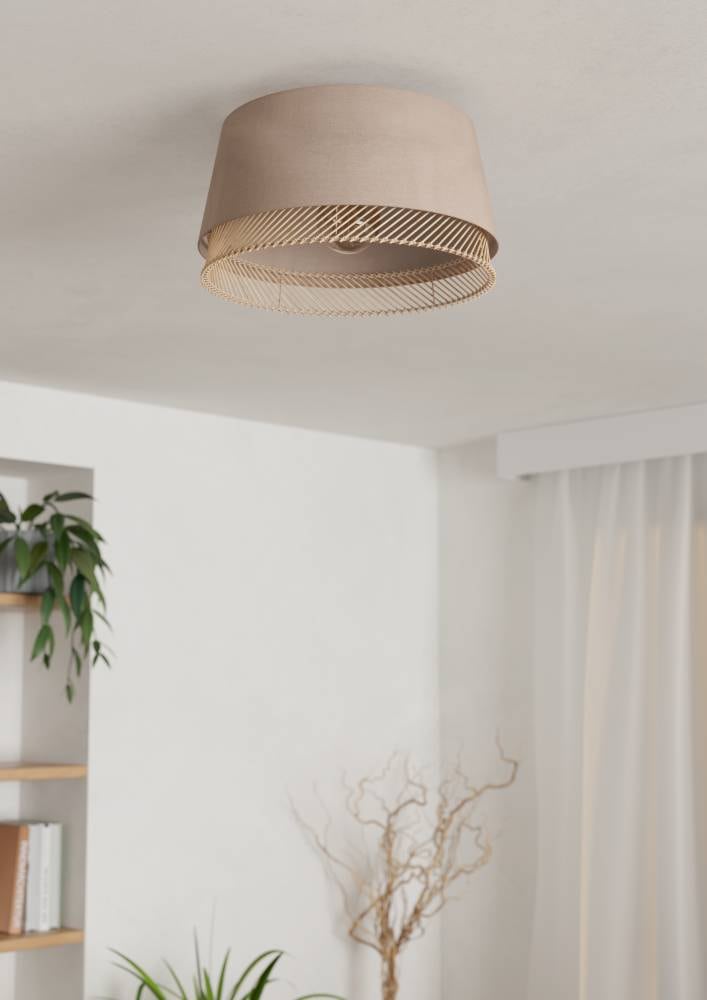 EGLO Deckenleuchte »TABLEY Deckenlampe, Wohnzimmerlampe, Leinen, Bambus, Natur, E27«, 1 flammig, Leuchtmittel E27 | ohne Leuchtmittel, Wohnzimmer, Schlafzimmer, Flur, Küche, modern, gemütlich, 38x23,5cm