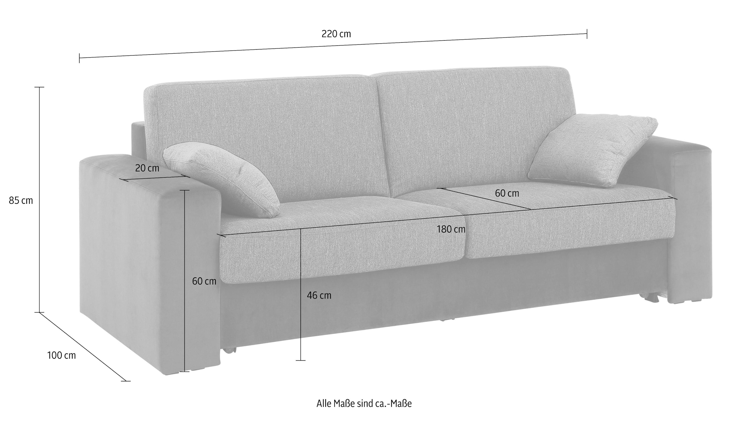 Home affaire Schlafsofa »Roma Matratzenhöhe 14 cm«, Dauerschlaffunktion, mit Unterfederung, Lattenrost, Matratze