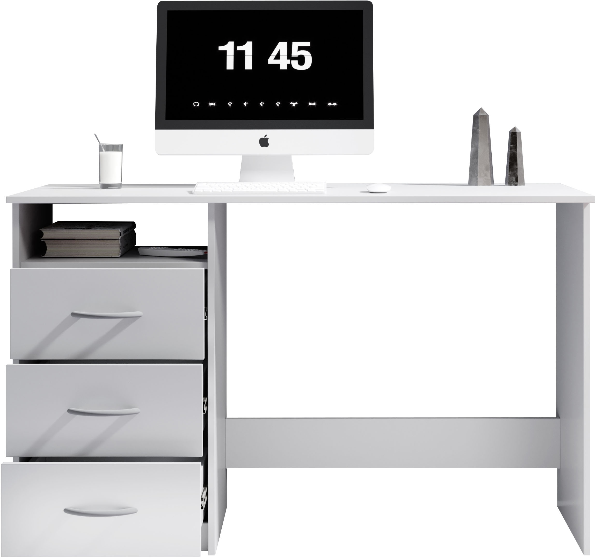 BEGA OFFICE Schreibtisch »Adria, Computertisch,« Schubkästen rechts oder links montierbar, Breite 123 cm