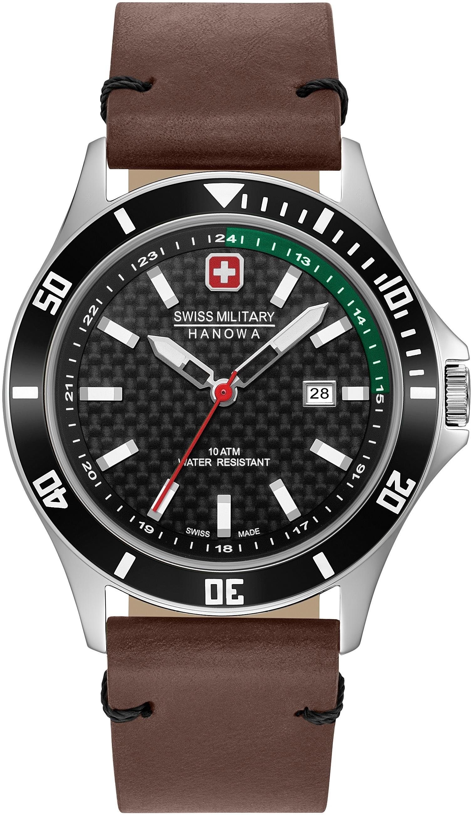 Swiss Military Hanowa Schweizer Uhr »FLAGSHIP RACER, 06-4161.2.04.007.06«, Quarzuhr, Armbanduhr, Herrenuhr, Swiss Made, Datum, Saphirglas, analog