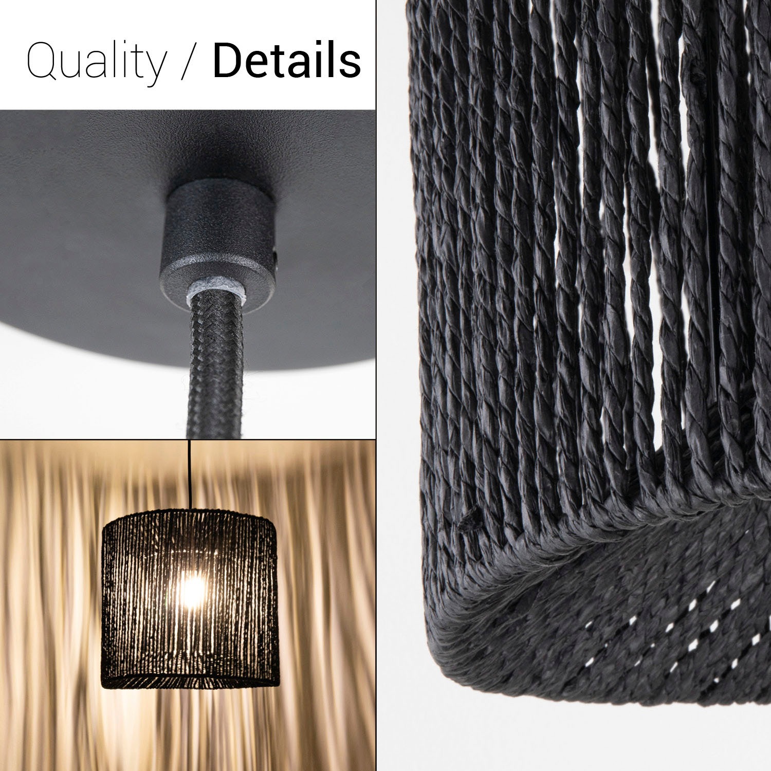 Paco Home Pendelleuchte »Hugo Ramira« E27 Wohnzimmer Esszimmer Rattan Optik Boho Schirm Papier E27 Modern