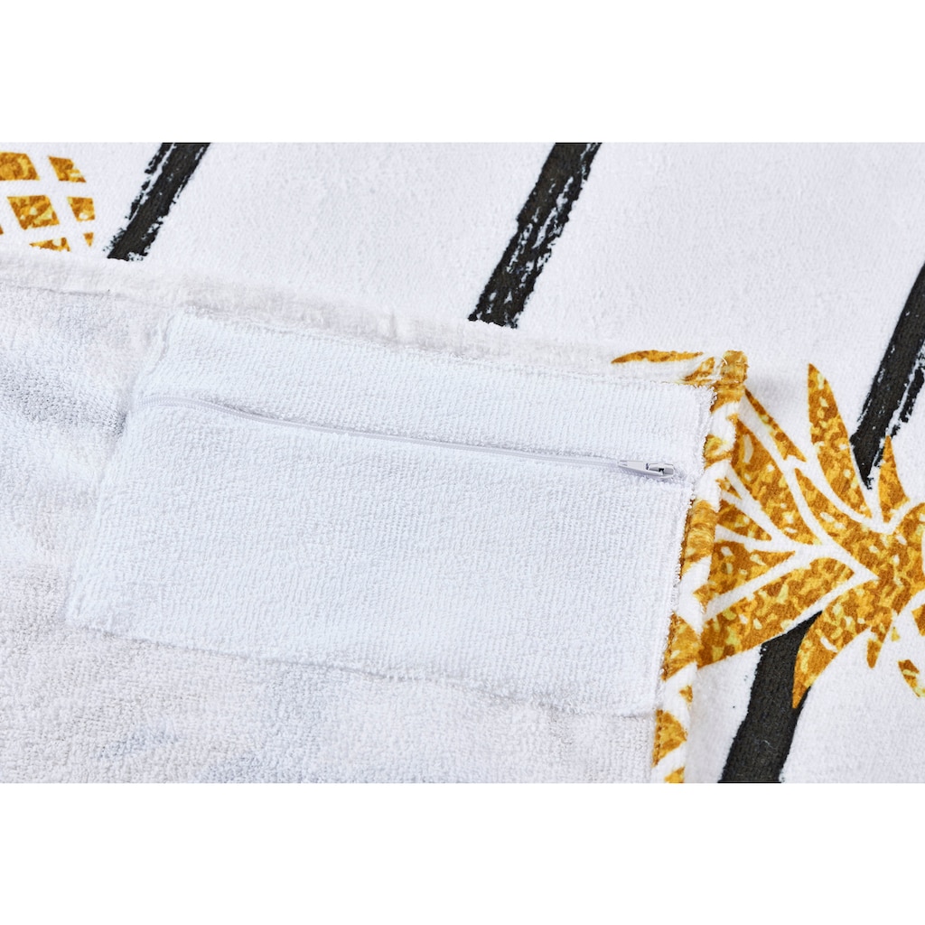 done.® Strandtuch »Pineapple«, (1 St.), Badetuch, gesteift, mit Ananas Motiv, eingenähte Reisverschluss-Tasche für Wertgegenstände