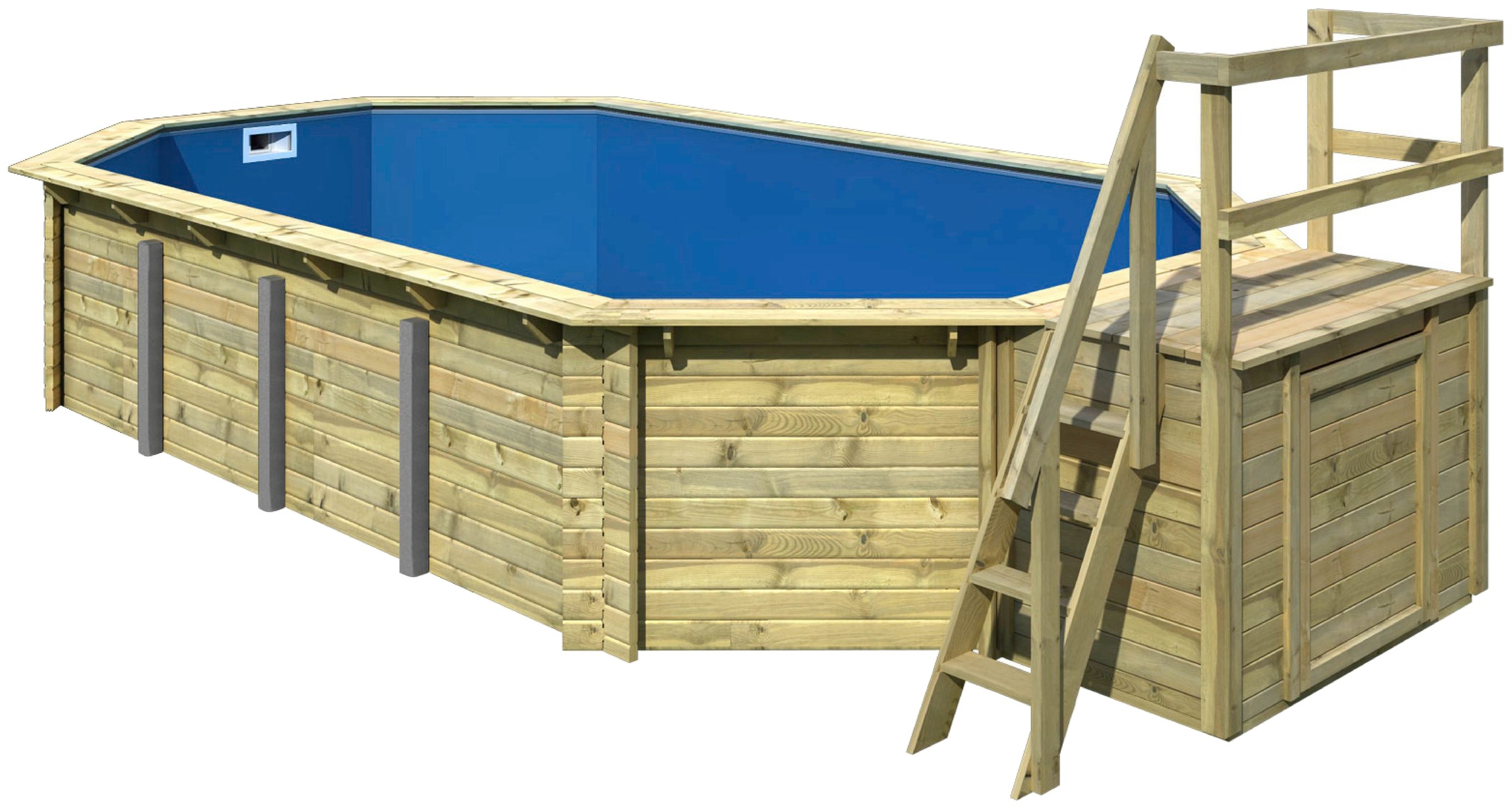 Karibu Achteckpool »SEVILLA Set B«, BxLxH: 780x400x124 cm, mit Terrasse und Geländer
