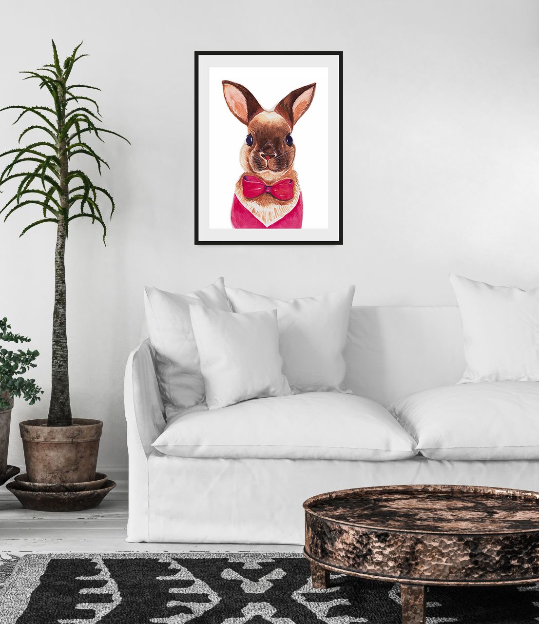 queence Bild »Ellie«, Hase-Hasen-Kunst-Haustiere, (1 St.), HD Premium Poster-Druck inkl. Holzrahmen