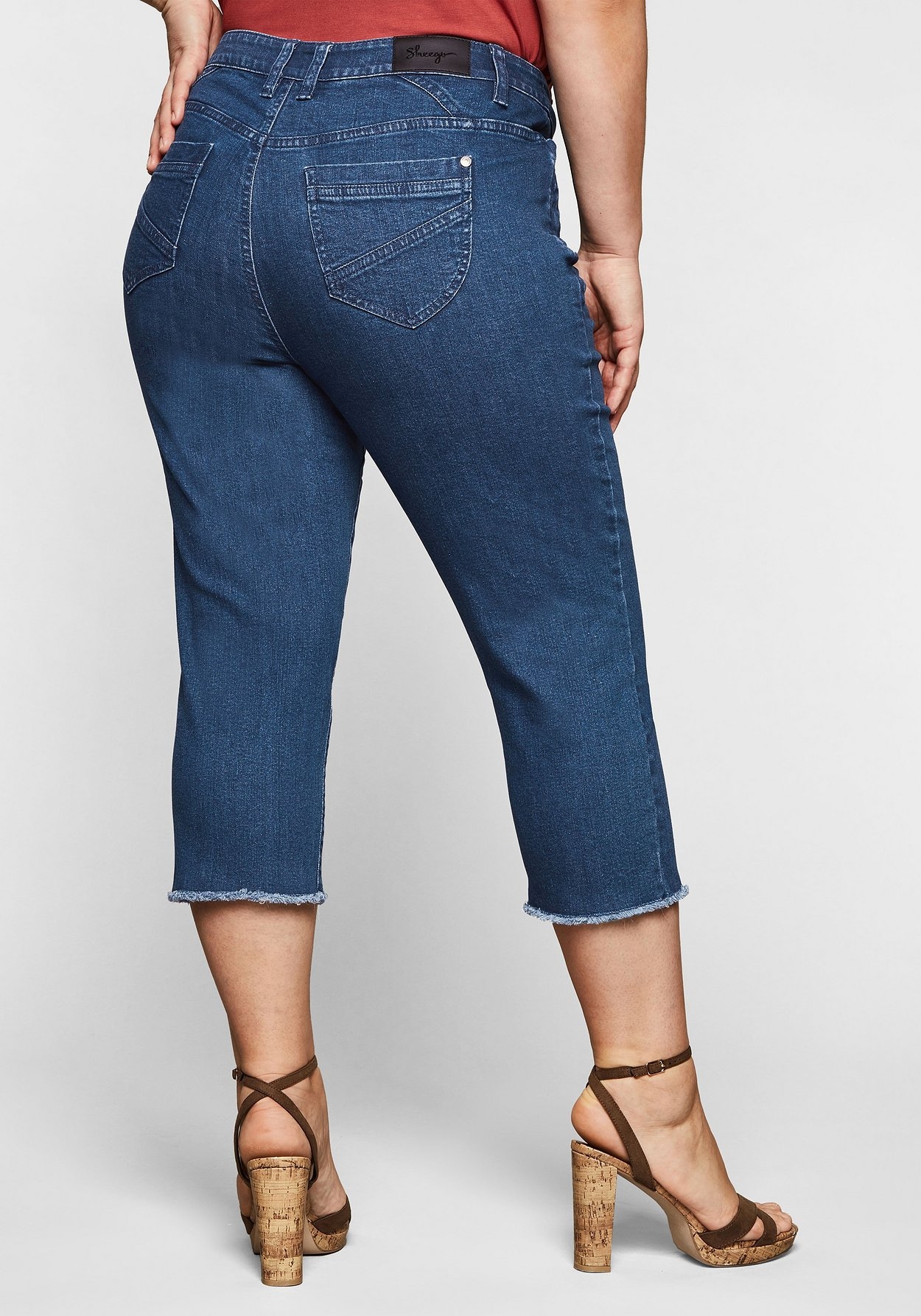 Sheego 3/4-Jeans »Jeans mit Fransen am Saum«
