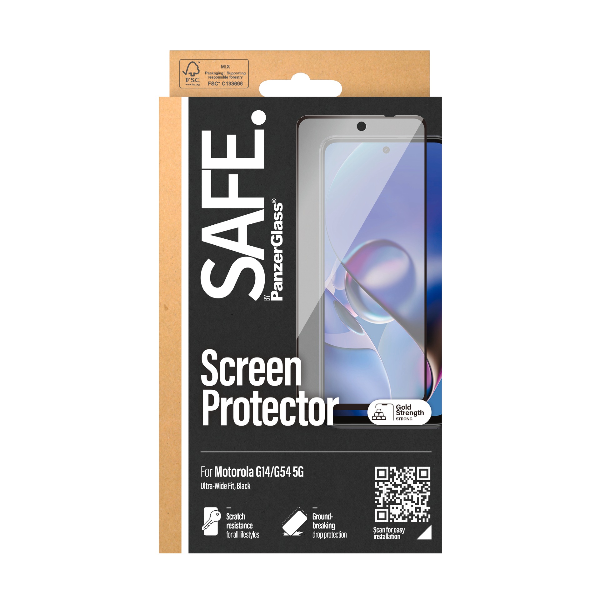 SAFE by PanzerGlass Displayschutzglas »Ultra-Wide Fit Screen Protector«, für Motorola G14 4G; Motorola G54 5G, Displayschutzfolie, Schutzfolie, Bildschirmschutz, kratz- & stoßfest