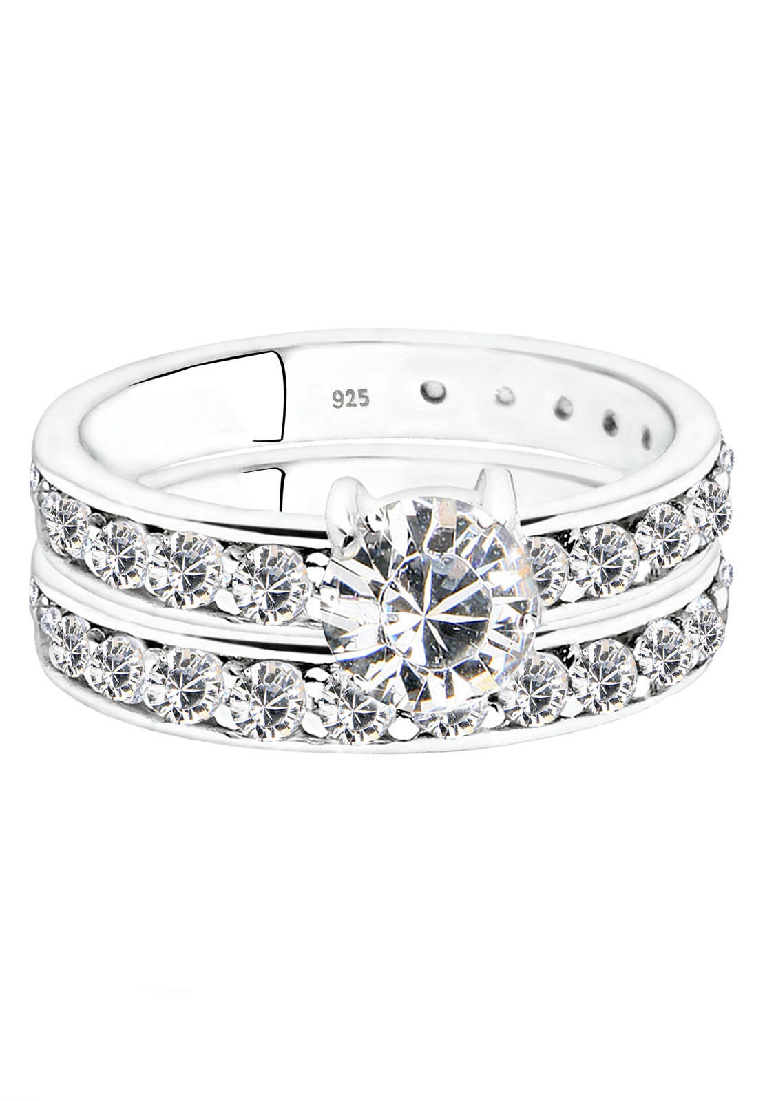 Elli Ring-Set »Ring Set Stapelring Kristalle 925 Silber«