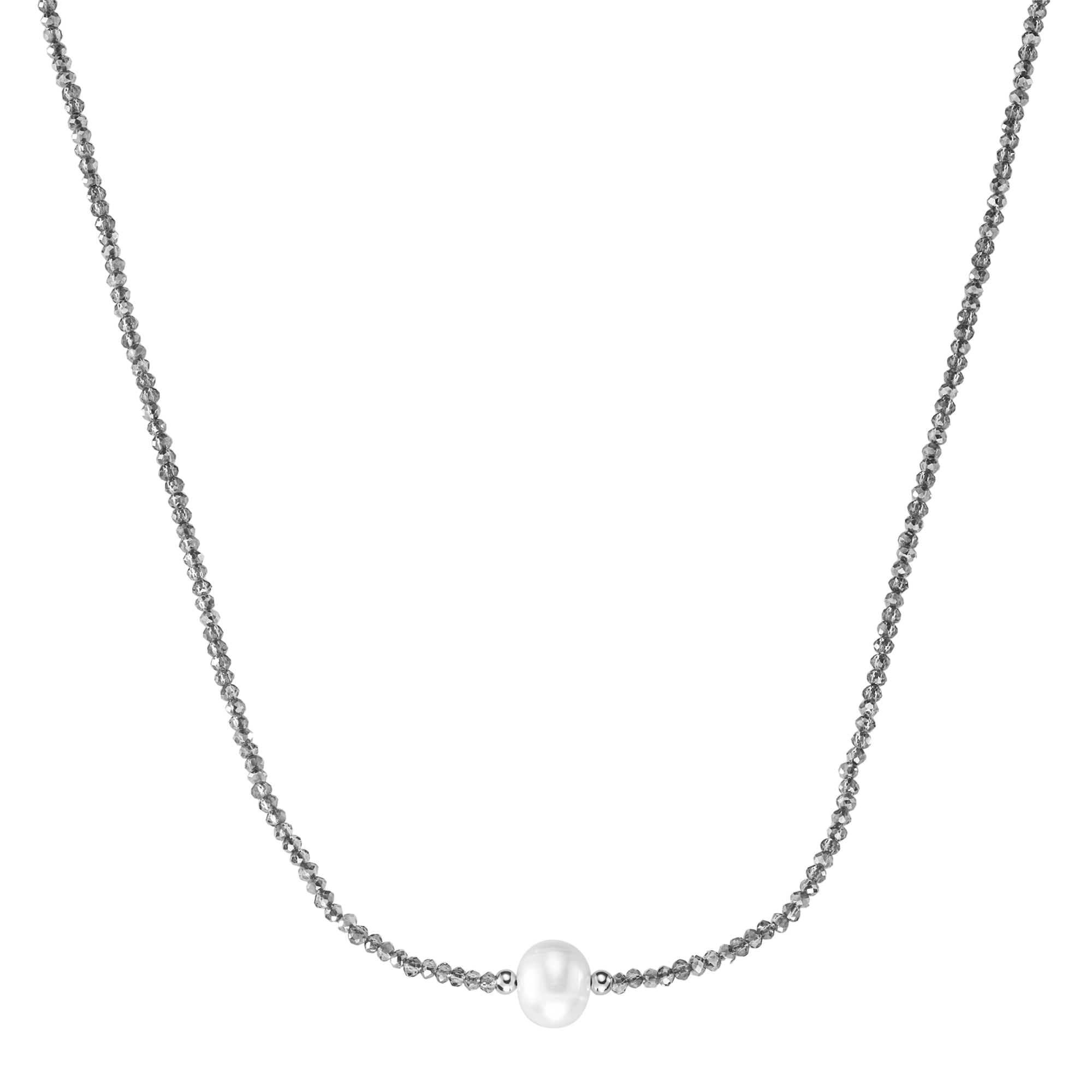 Smart Jewel Collier »Collier mit Stein-Kugeln + Muschelkern-Perle, Silber 925«