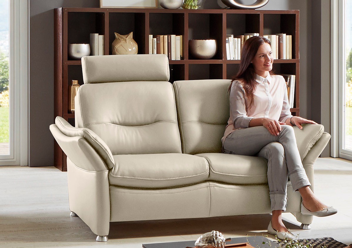 HUKLA 2-Sitzer »HU-SF15058 Ledersofa, Breite 164 cm«, hochwertiges Glattleder, optional mit Kopfstütze