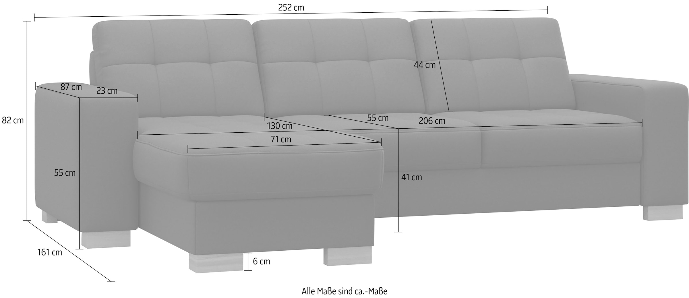 sit&more Ecksofa »Quincy L-Form«, wahlweise mit Bettfunktion und Bettkasten