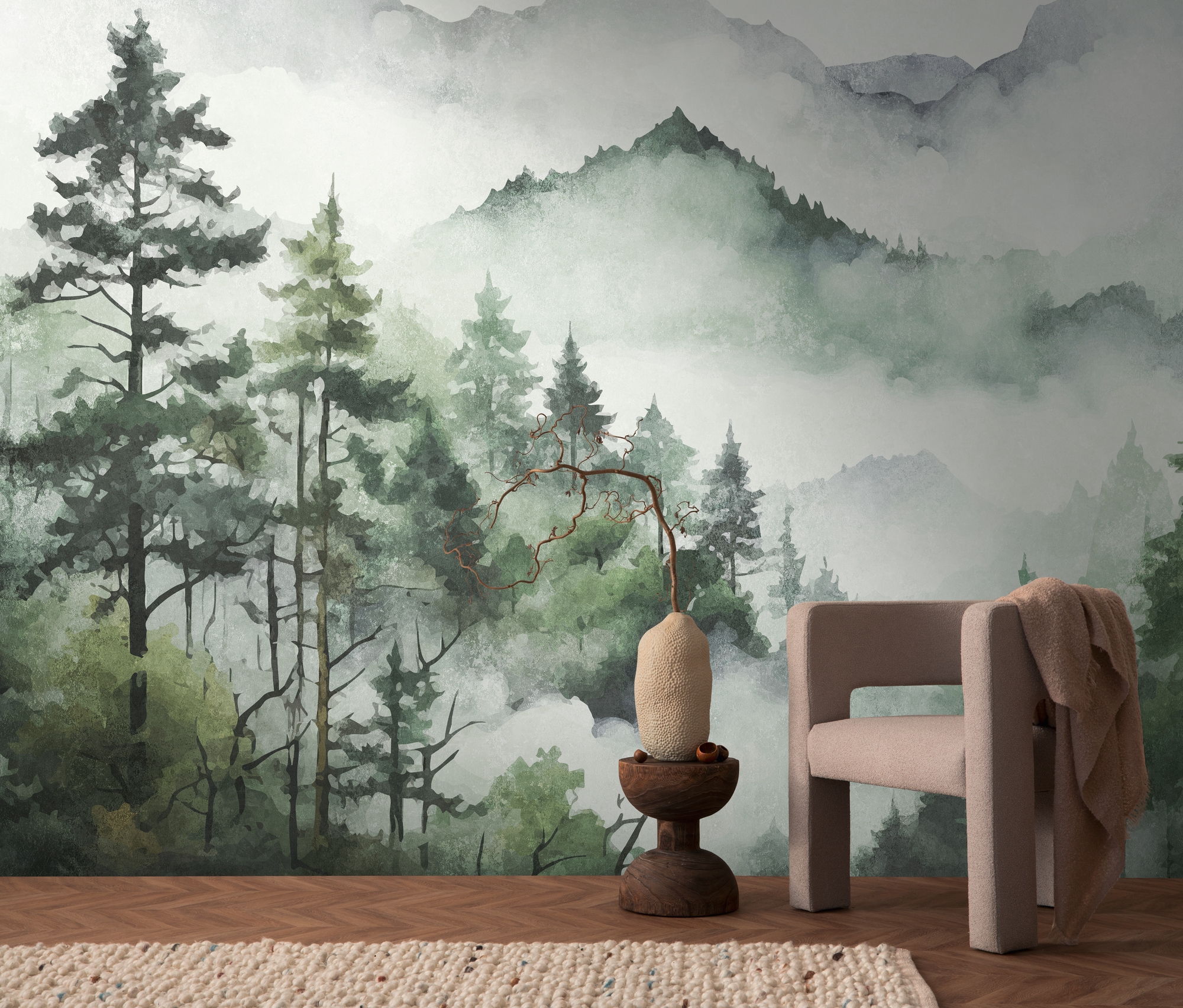 living walls Fototapete »THE WALL III Landschaft Tapete Motivtapete Wald Wald« matt glatt Vliestapete floral für Schlafzimmer Küche Wohnzimmer Landschaft Design