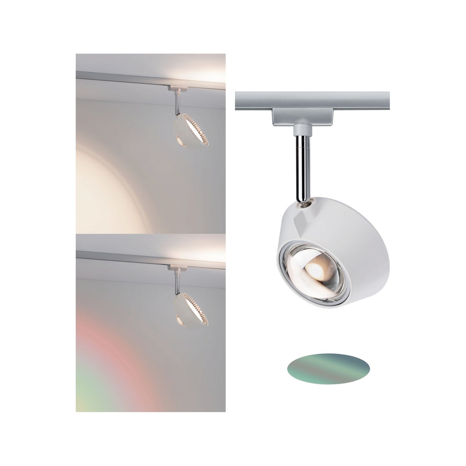 Paulmann Schienensystem-Leuchten »URail Schienenspot Sabik Einzelspot 2700K 230V Weiß matt, Chrom matt« LED-Modul 1 Stk. Warmweiß dimmbar 800lm/390lm 9W