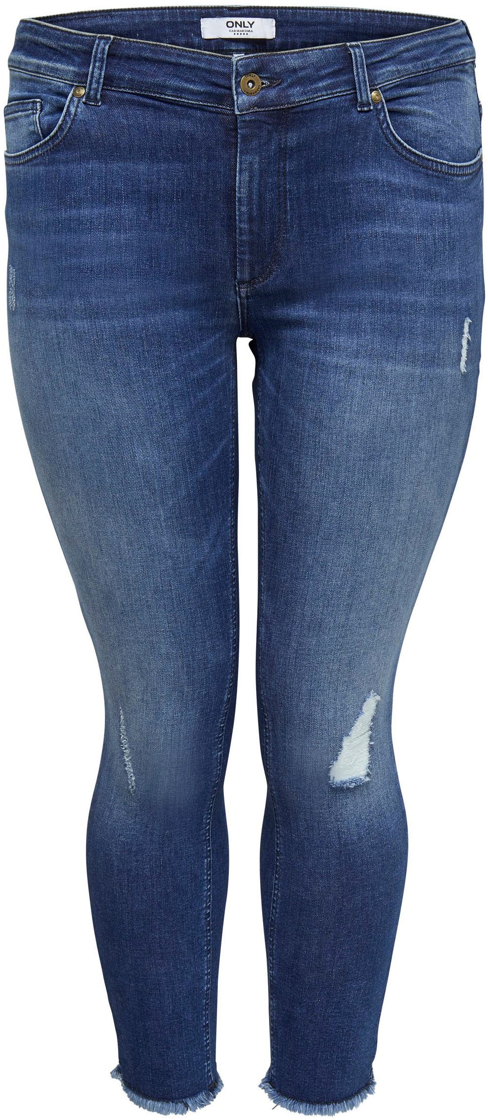 ONLY CARMAKOMA Skinny-fit-Jeans »CARWILLY REG SKINNY ANK JEANS«, mit  Fransensaum bei ♕