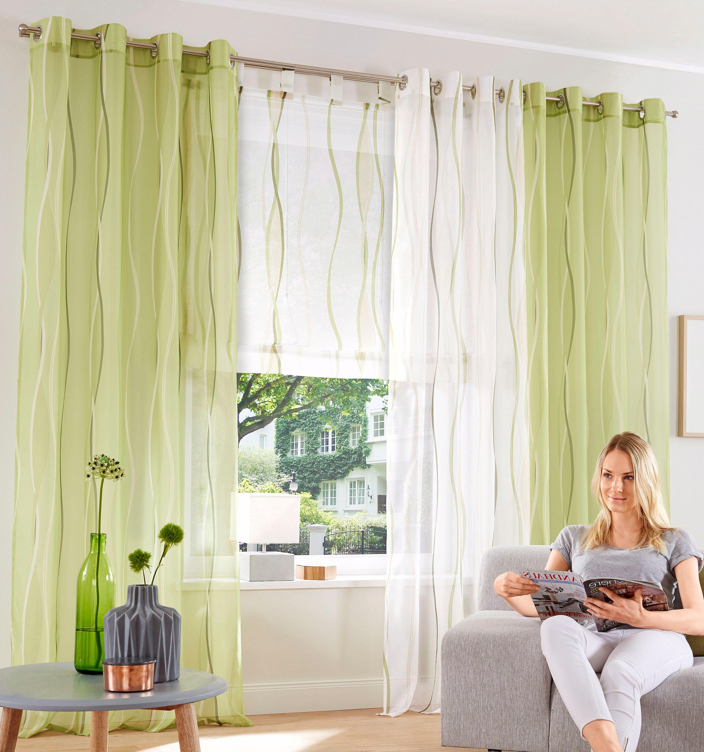 home 2-er Voile, transparent, Set, (2 Polyester, my »Dimona«, Wellen Gardine St.),