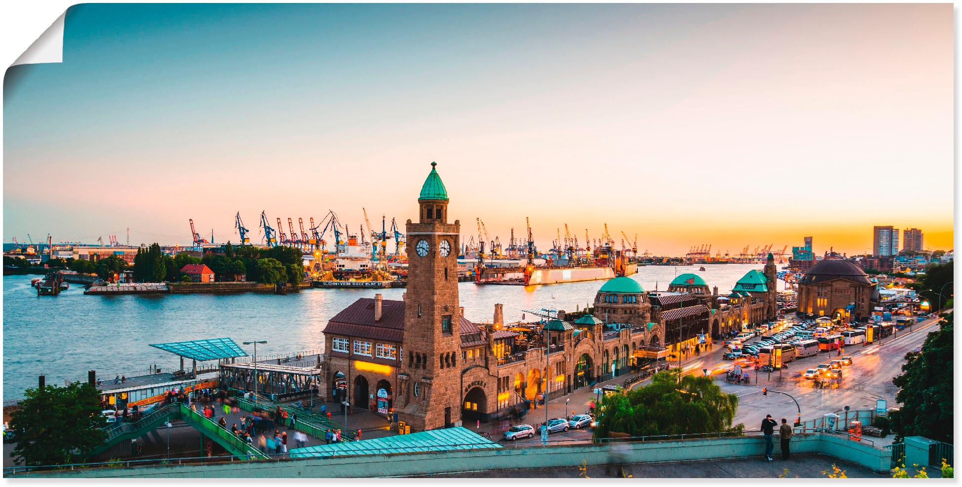 auf versch. Deutschland, als in Leinwandbild, St.), Artland Landungsbrücken«, und Wandbild Raten oder (1 Hafen »Hamburg Größen Wandaufkleber Alubild, kaufen Poster