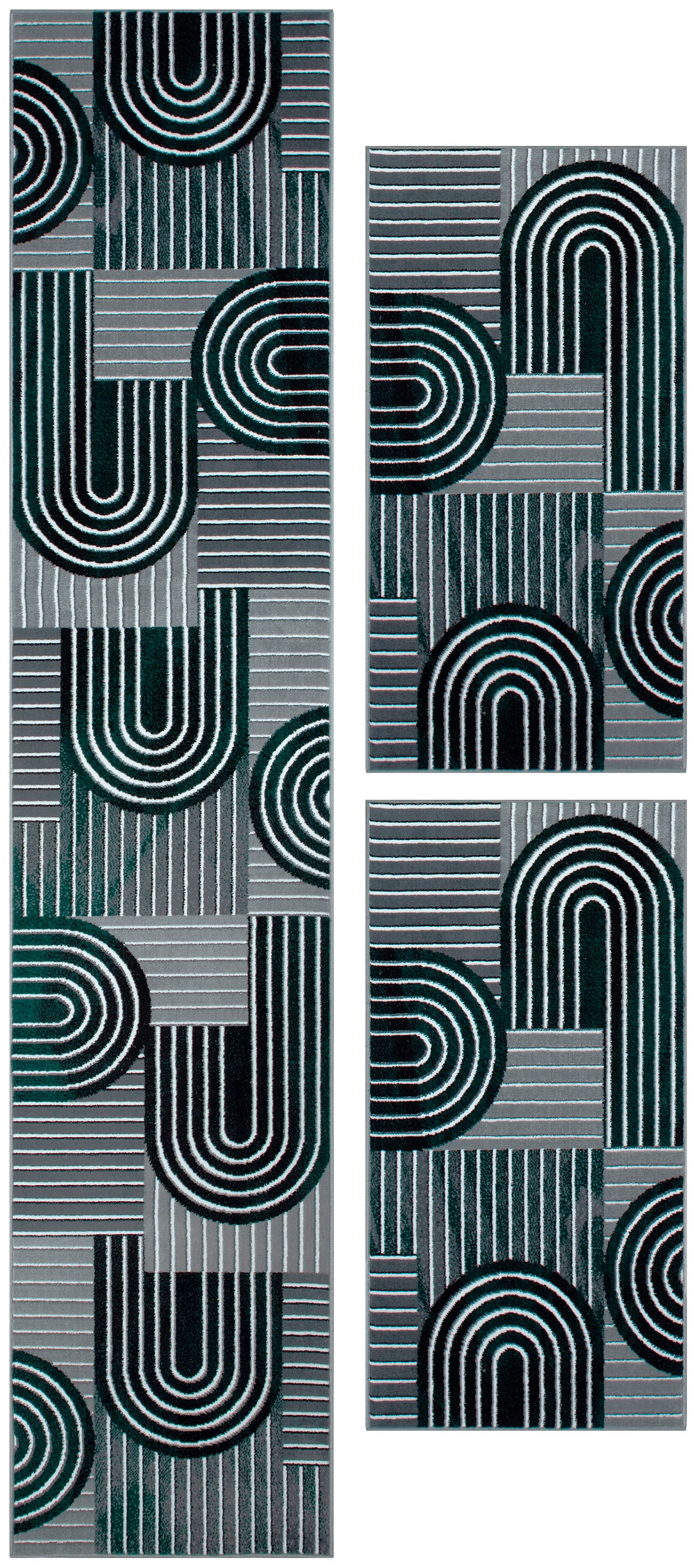 OTTO home Bettumrandung »Lyssandra« Höhe 8 mm 3 tlg. tlg. 3D-Effekt, softer Kurzflor, pflegeleicht, leichter Glanz, Scandi-Look