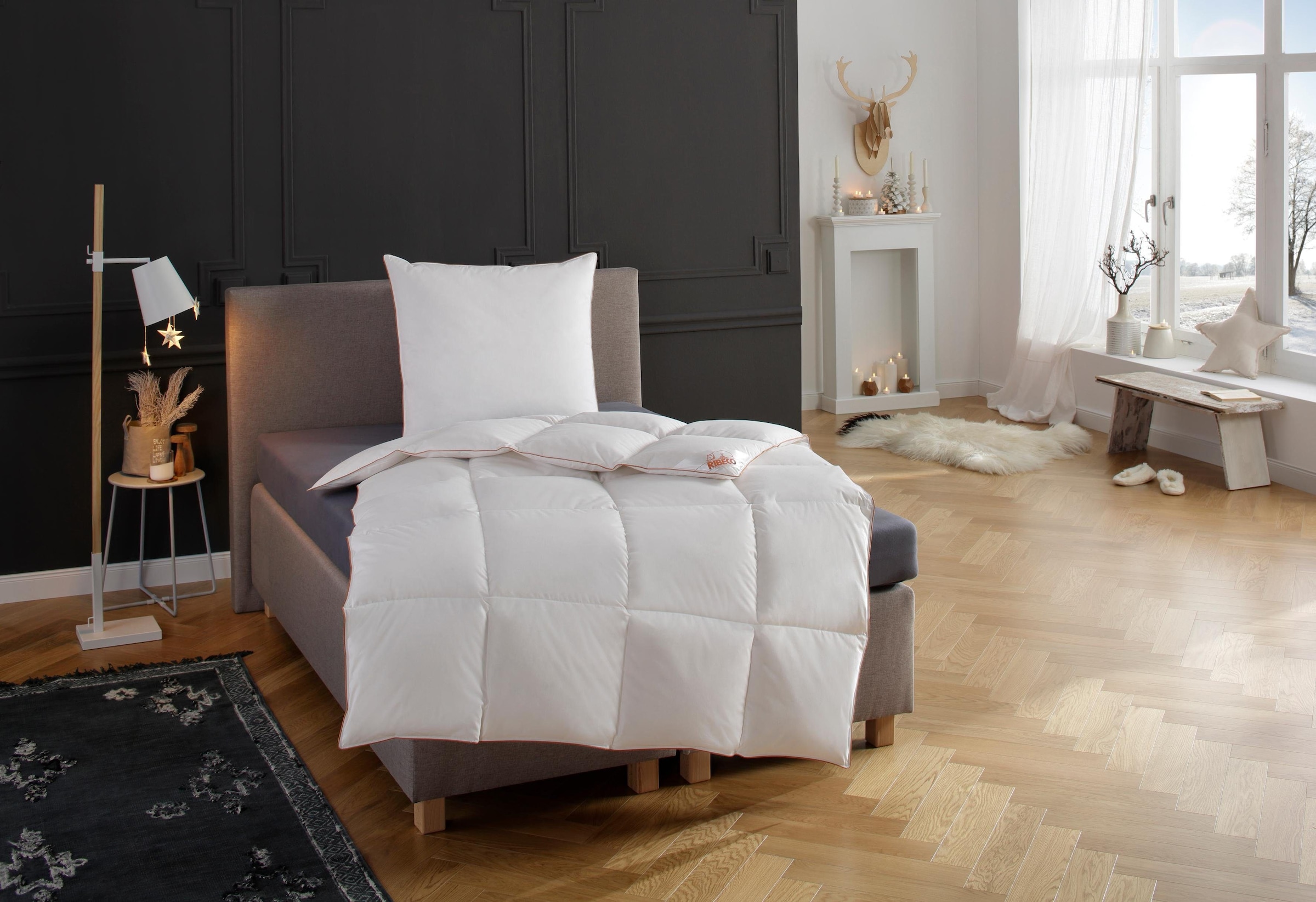 RIBECO Gänsedaunenbettdecke "Kalle" extrawarm Füllung Gänsedaunen & -federn 1 Stk. tlg. pflegeleicht