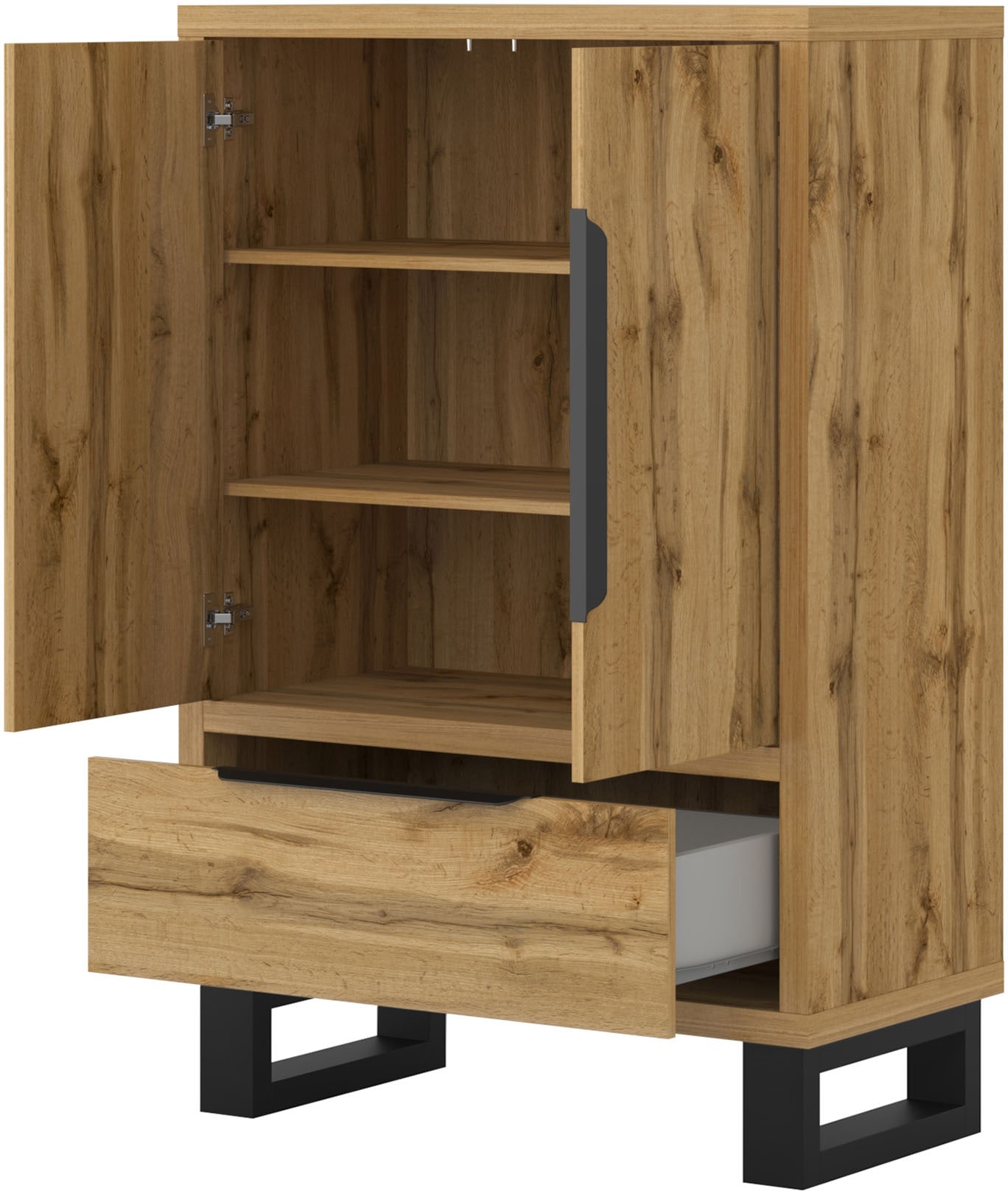 Home affaire Drehtürenschrank »Bronne,Breite 89,5 cm, Mehrzweckschrank, Universalschrank, Garderobe« Kleiderschrank, 1 Schublade, Metallgriffe, Garderobe