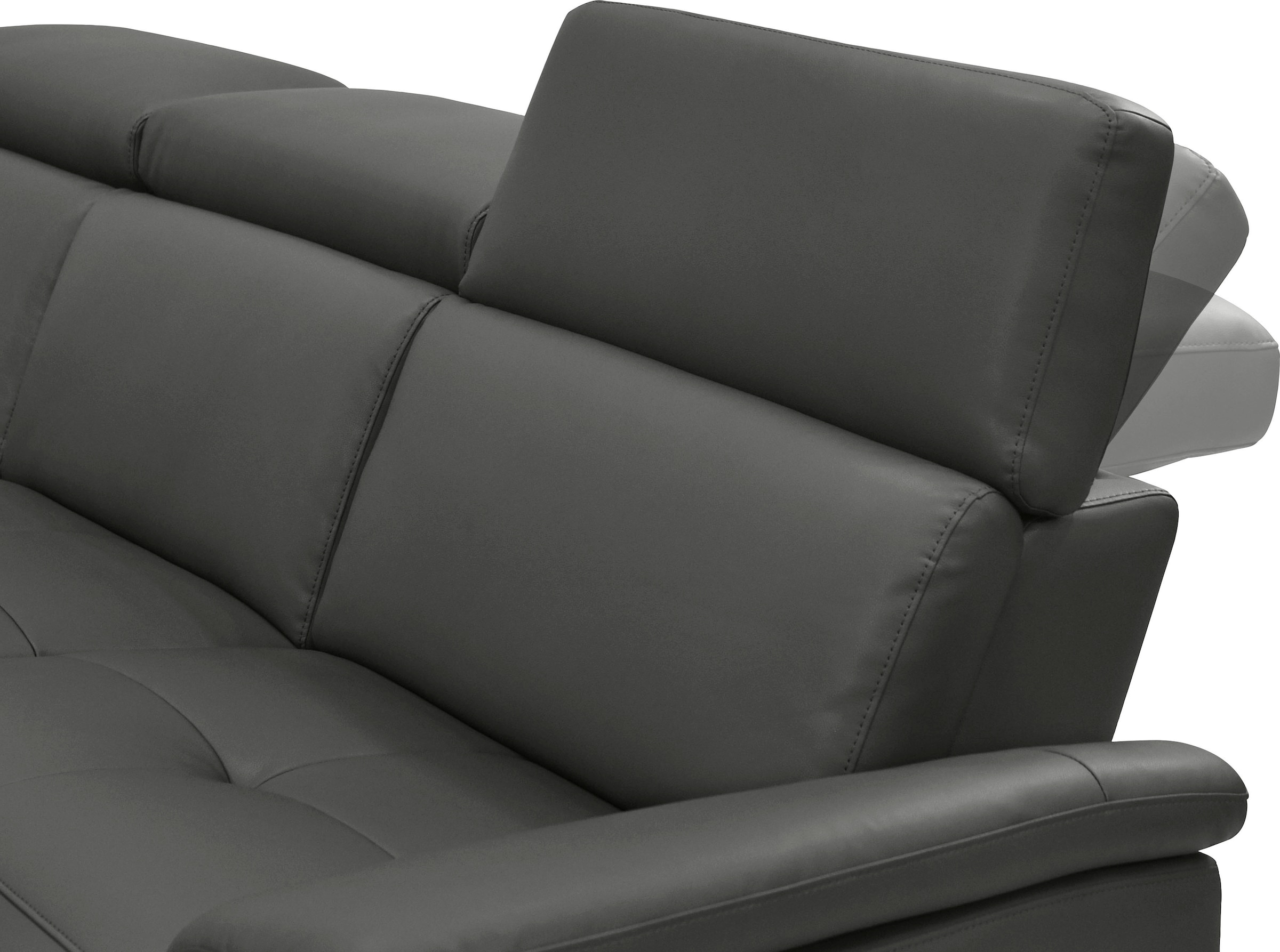 Home affaire Ecksofa »Pareli, L-Form, 259cm,m. Recamiere, Echtleder, Kunstleder, Webstoff« man. o. elektr. Relaxfunktion, USB/Kopfteilverstellg u. LED