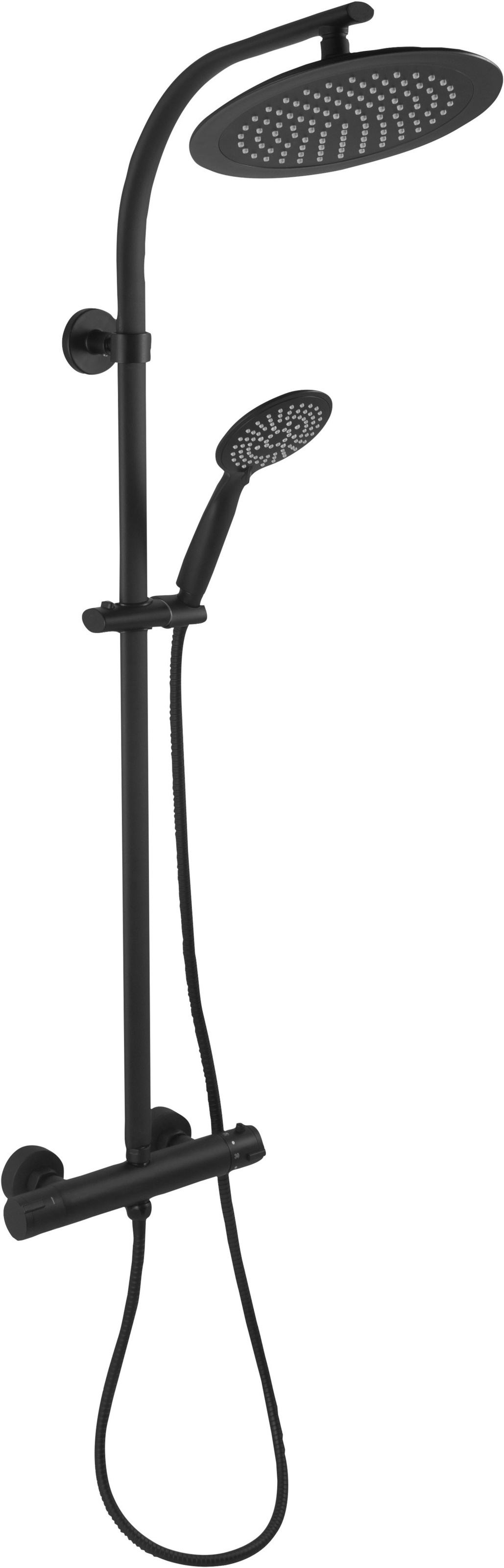 CORNAT Badarmatur »Dusch-Komplettsystem "Noir Style"« Black Edition, mit Thermostatarmatur, Handbrause mit 5 Strahlarten