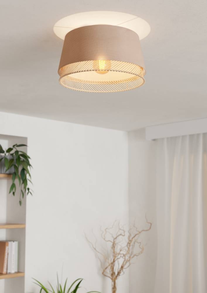 EGLO Deckenleuchte »TABLEY Deckenlampe, Wohnzimmerlampe, Leinen, Bambus, Natur, E27«, 1 flammig, Leuchtmittel E27 | ohne Leuchtmittel, Wohnzimmer, Schlafzimmer, Flur, Küche, modern, gemütlich, 38x23,5cm