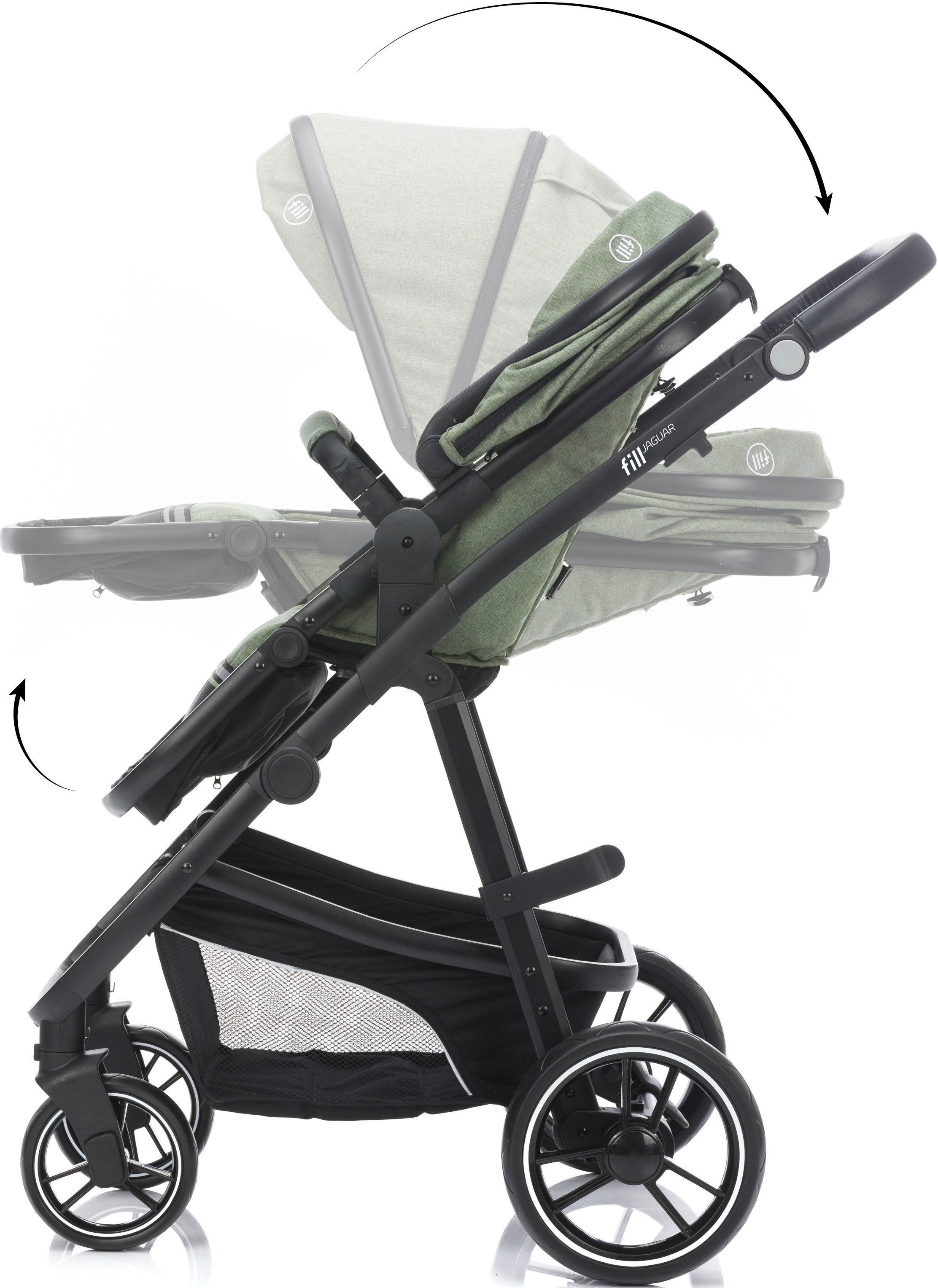 Fillikid Kombi-Kinderwagen »Jaguar, grün melange«, 22 kg