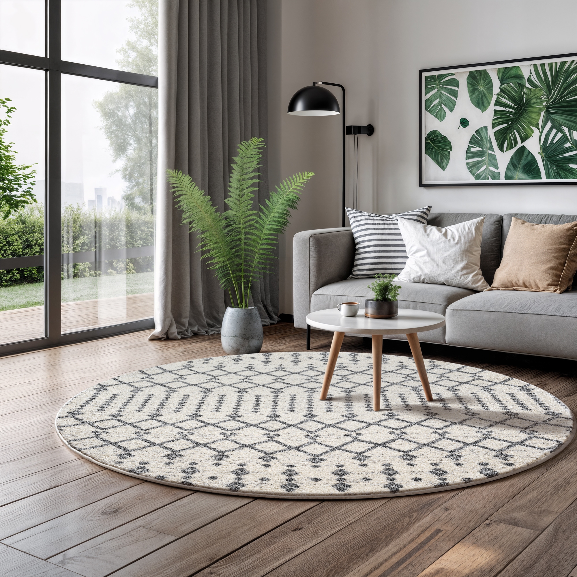 Sanat Teppich »Boho 8203« rund 10 mm Höhe Kurzflor, robust, Boho, Scandic, für Fussbodenheizung geeignet