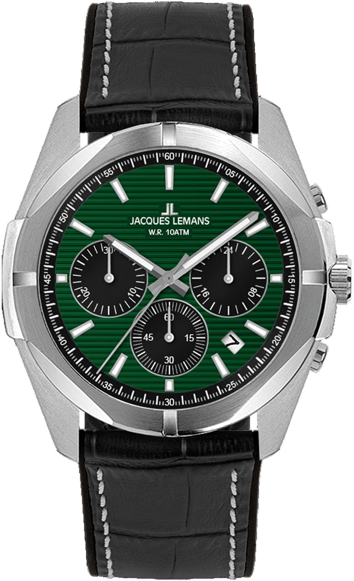 Jacques Lemans Chronograph »Monte Carlo« Quarzuhr, Armbanduhr, Herrenuhr, Datum, Lederarmband