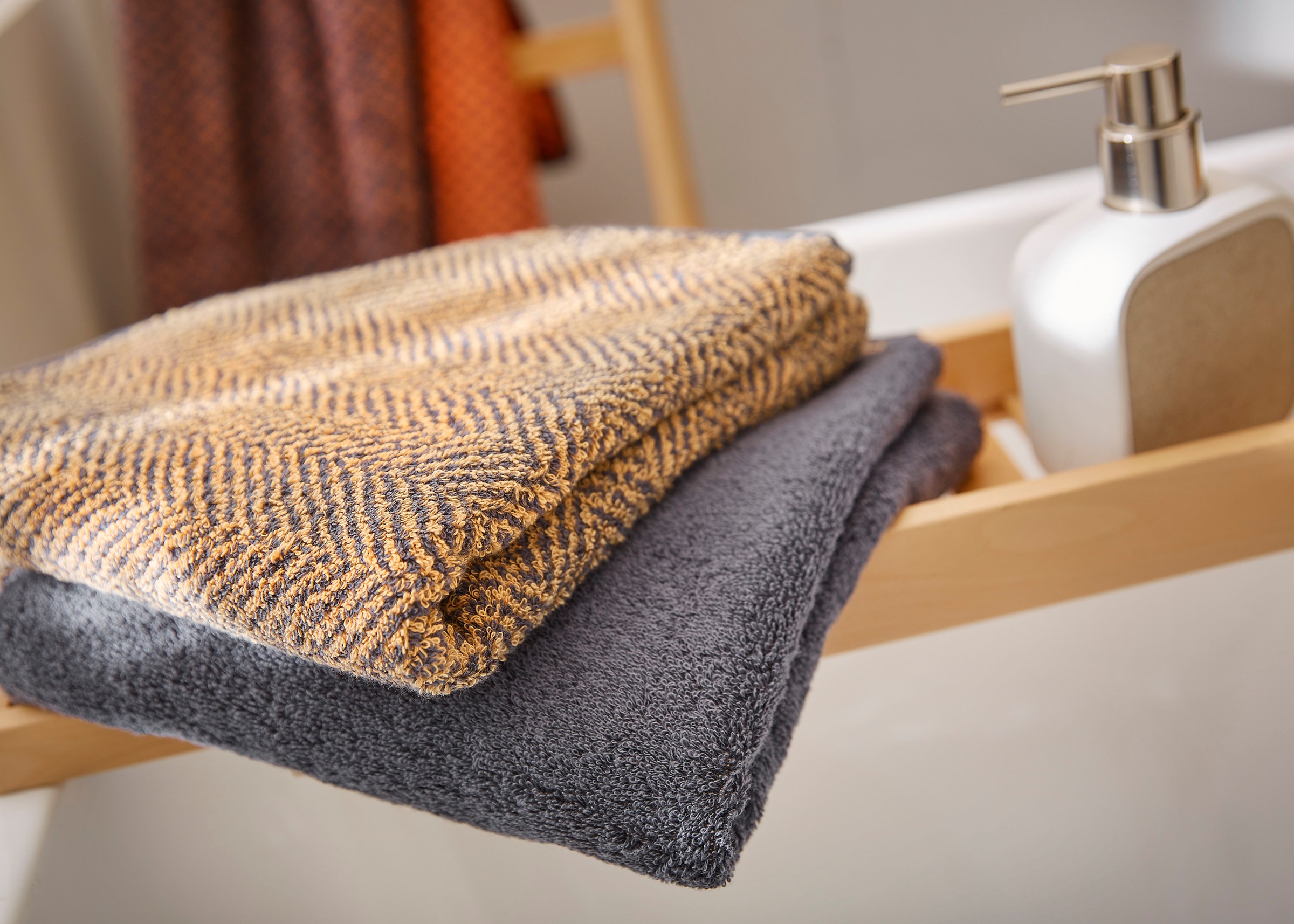 Dyckhoff Handtuch Set »Golden Shades Herringbone« Set 6 Stk. Walkfrottier 4 Handtücher (50x100cm), 2 Duschtücher (70x140cm)