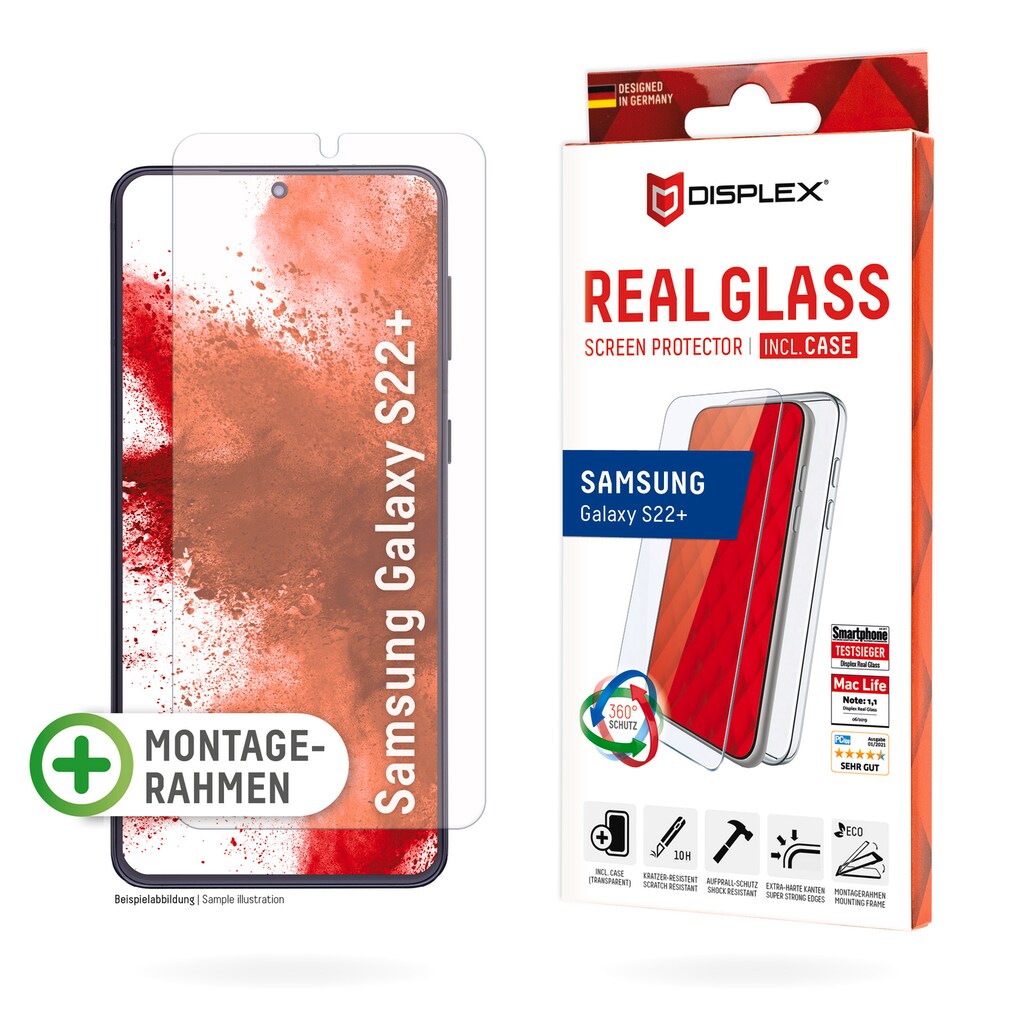 Displex Displayschutzglas »Real Glass + Case Samsung Galaxy S22+«, (1 St.)