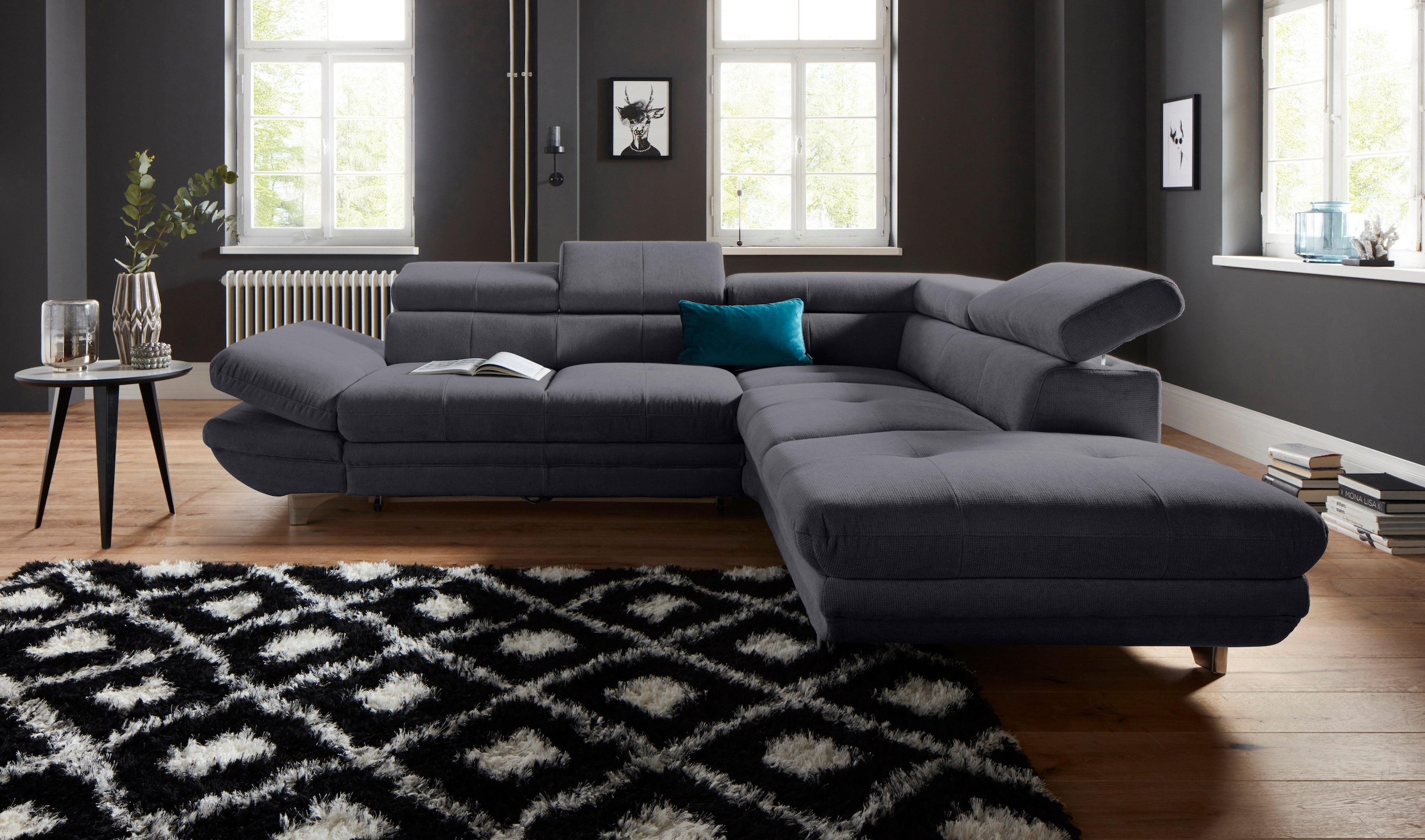 COTTA Polstergarnitur »Enterprise L-Form«, (Set), Set bestehend aus: Ecksofa mit Arm- & Kopfteilverstellung & Hocker