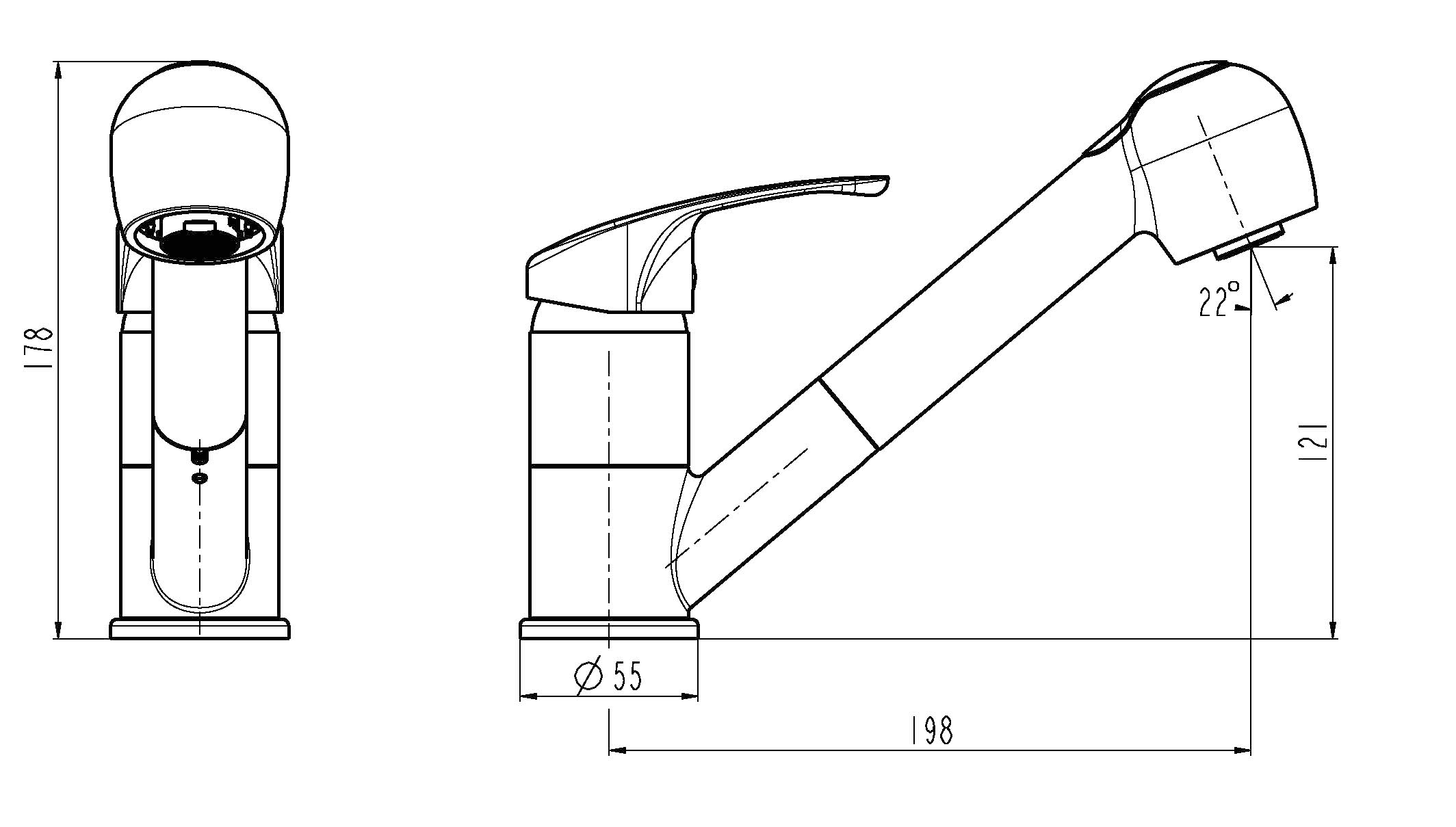 Schütte Spültischarmatur »DIZIANI« mit Geschirrbrause, Wasserhahn ausziehbar, Mischbatterie Küche, Chrom