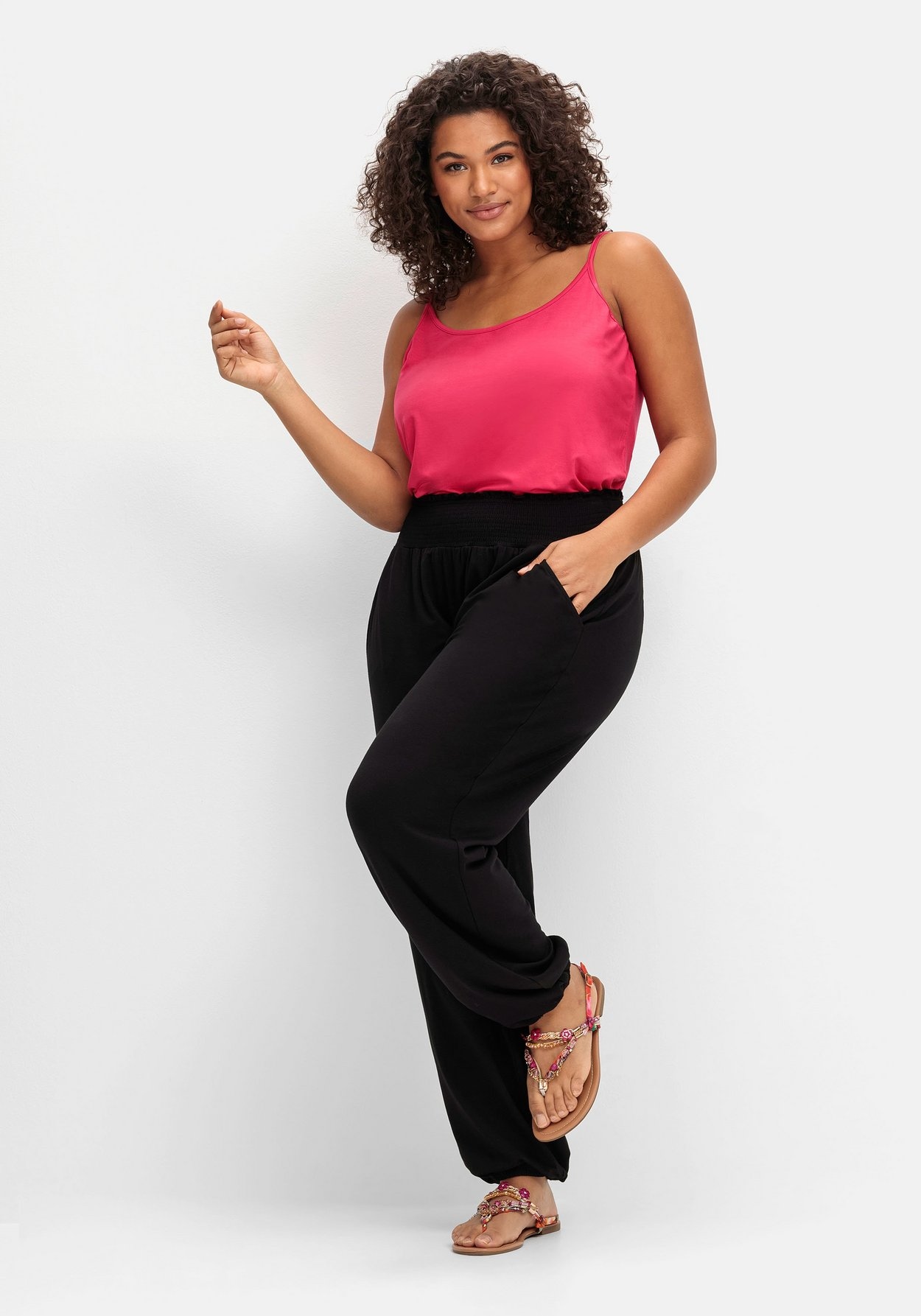 Sheego Schlupfhose »Jerseyhose mit Smokbund und Gummibündchen«