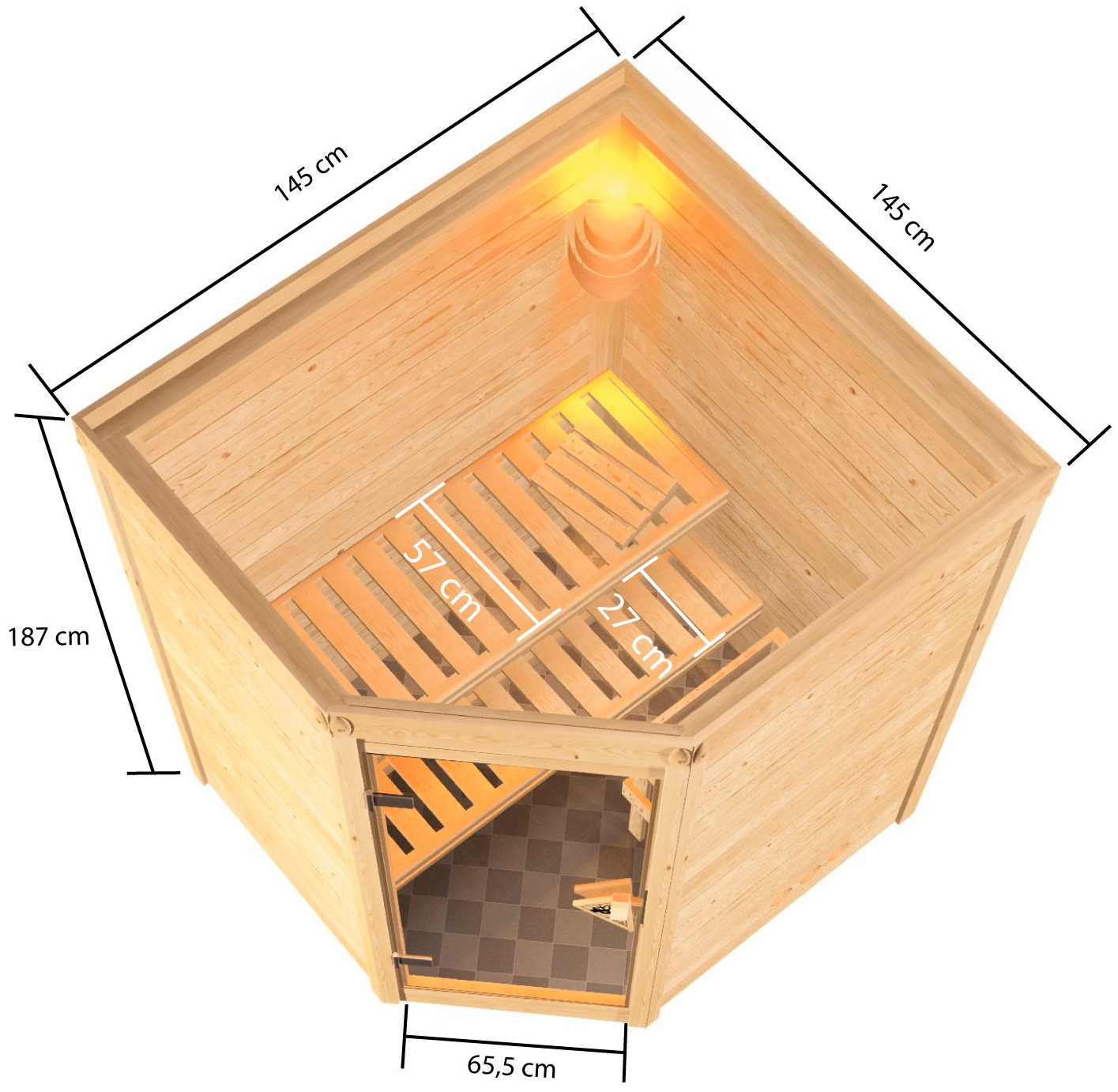 welltime Sauna »Anni«, 3,6-kW-Plug & Play Ofen mit int. Steuerung