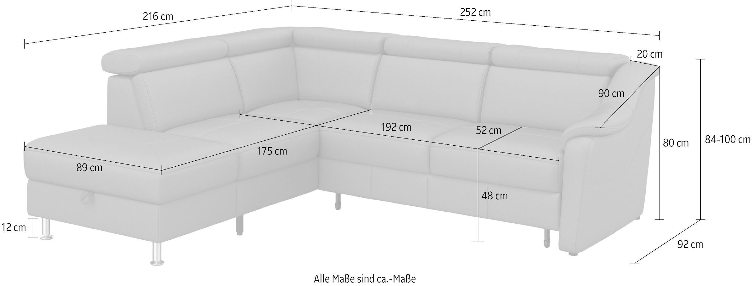 sit&more Ecksofa »Freetown L-Form«, inklusive Kopfteilverstellung und komfortablem Federkern