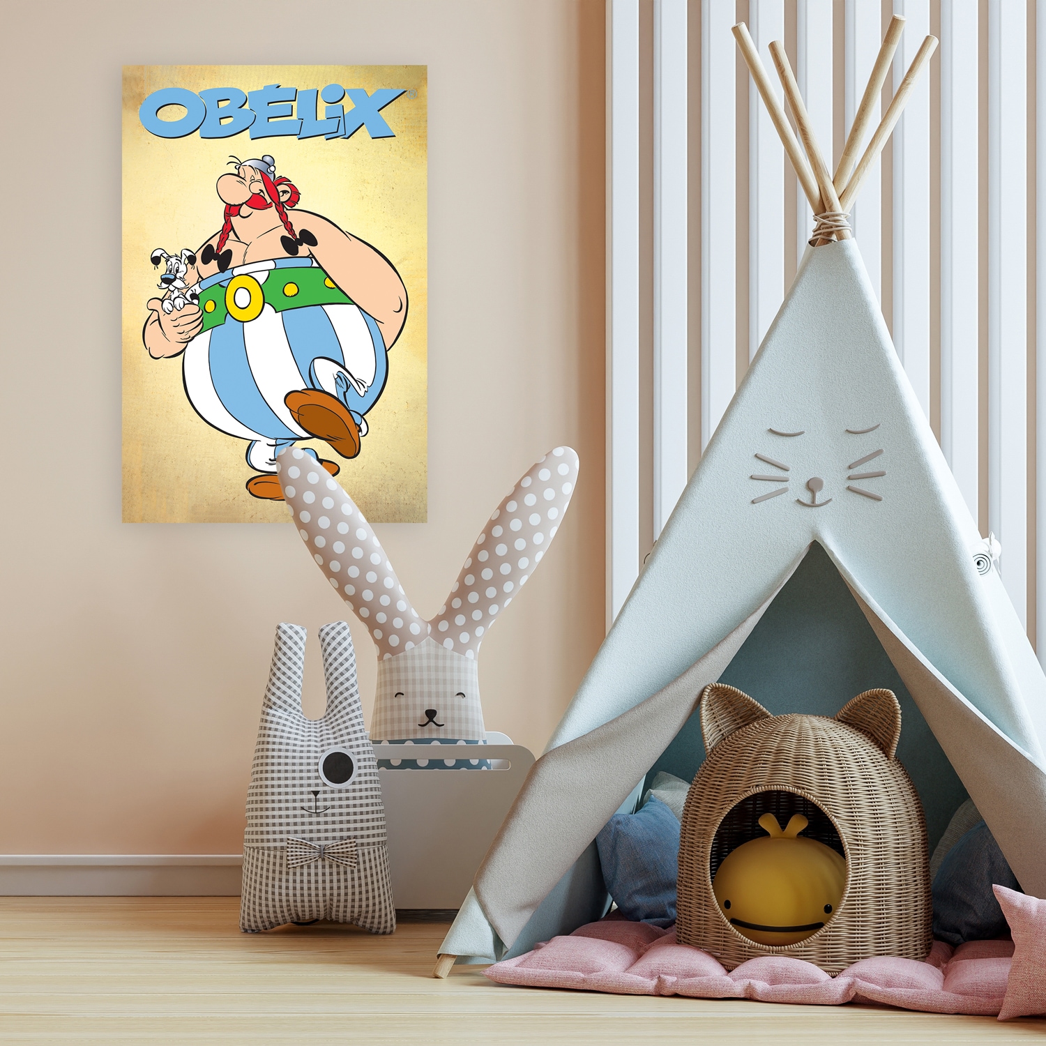 LuckyLinde Leinwandbild »Obelix und Idefix«, Cartoon-Comic-Fantasy-Figuren-Film-Filmfiguren, (1 St.), Canvasbild Wanddeko Bild zum Film "Kampf der Häuptlinge"