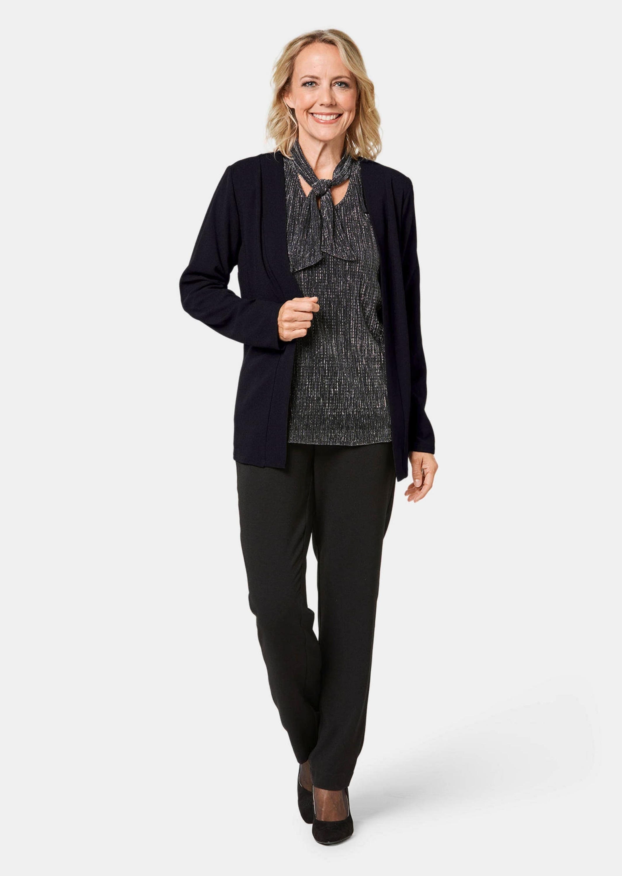 GOLDNER Longblazer »Schicke Crêpe-Longjacke«