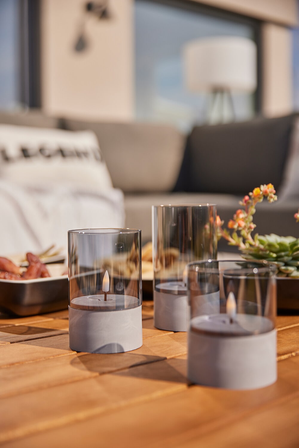 Brilliant Außen-Tischleuchte »Bougie« LED-Modul 3 Stk. Extra-Warmweiß LED-Kerzen 3er-Set, Timer, Höhe 10/12,5/15 cm, Ø 8 cm