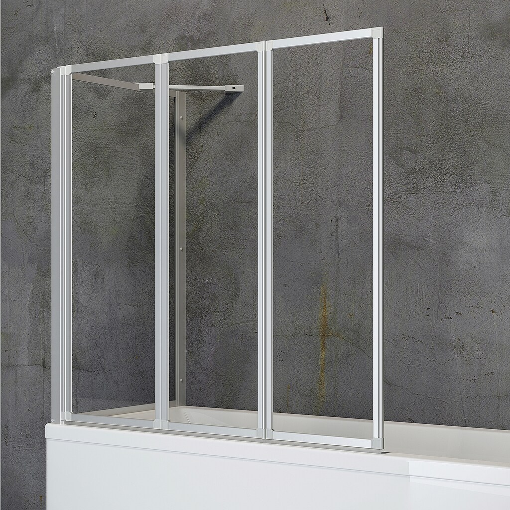 Schulte Badewannenaufsatz »Komfort«, (3 tlg.), mit Seitenwand, Montage zum Kleben oder Bohren, BxHxT: 127 x 121 x 70 cm