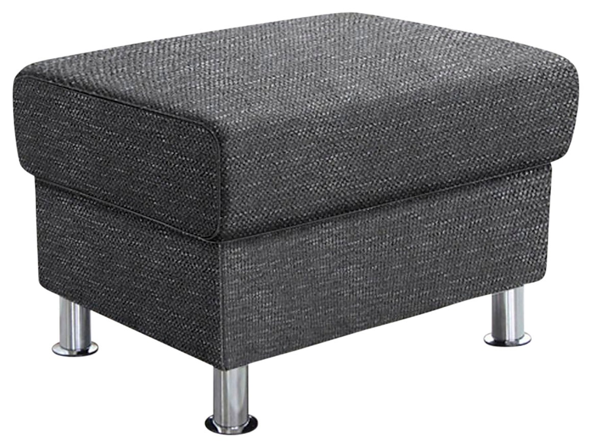 TRENDMANUFAKTUR Hocker »Rondo, Polsterhocker zur Serie, Breite 67 cm, Füße chromfarben«, Fußhocker wahlweise mit Federkern, in verschiedenen Bezügen bestellbar