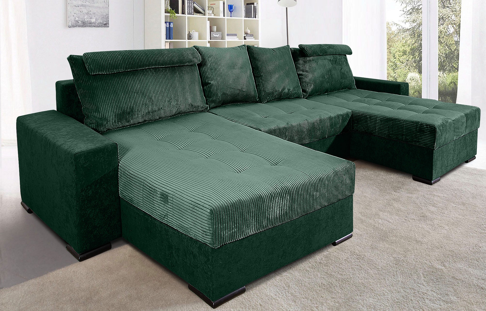 COLLECTION AB Wohnlandschaft »XXXL-Josy Relax U-Form Breite 352 cm, mit 2 gleich großen Recamieren«, inkl. Bettfunktion, Bettkasten, mit 4 Rückenkissen in zwei Größen