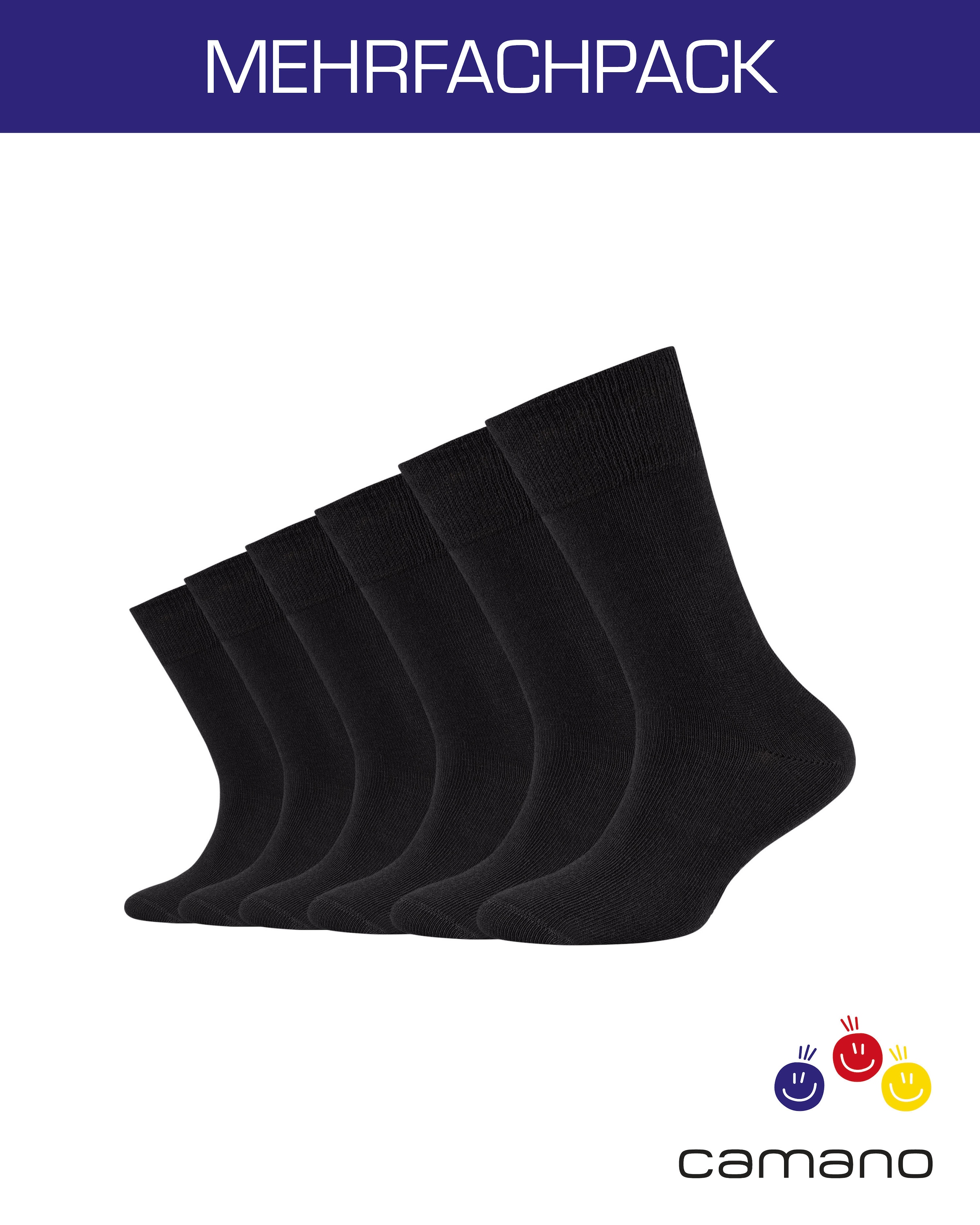 Camano Socken »ca-soft«, (6 Paar), mit Komfortbund und gepolsterten Zehen-/Fersenbereich