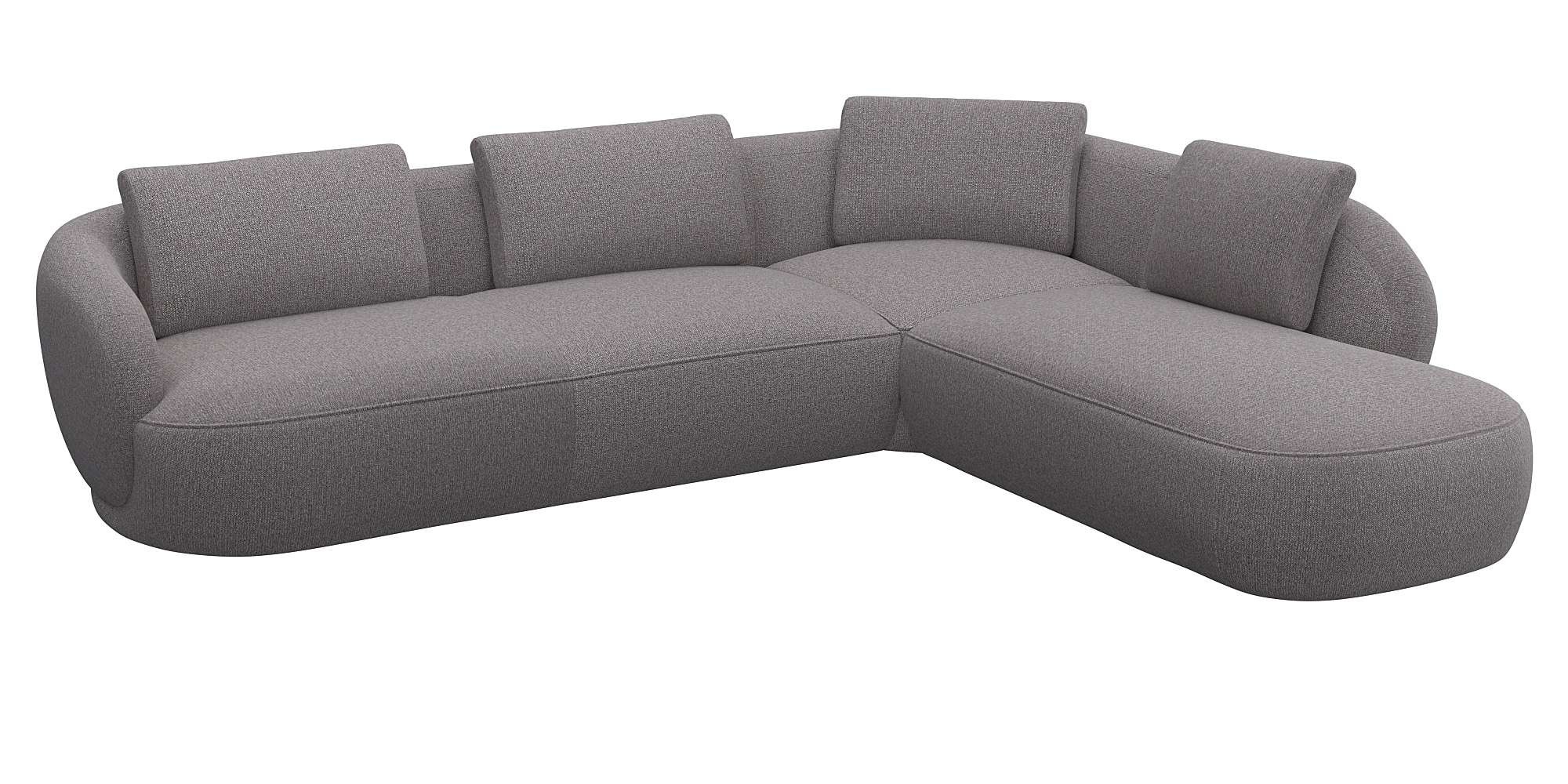 FLEXLUX Ecksofa »Torino, rund, L-Form, Sofa-Ecke mit Ottomane« Modernes, organisches Sofa-Design, Kaltschaum, Wellenunterfederung