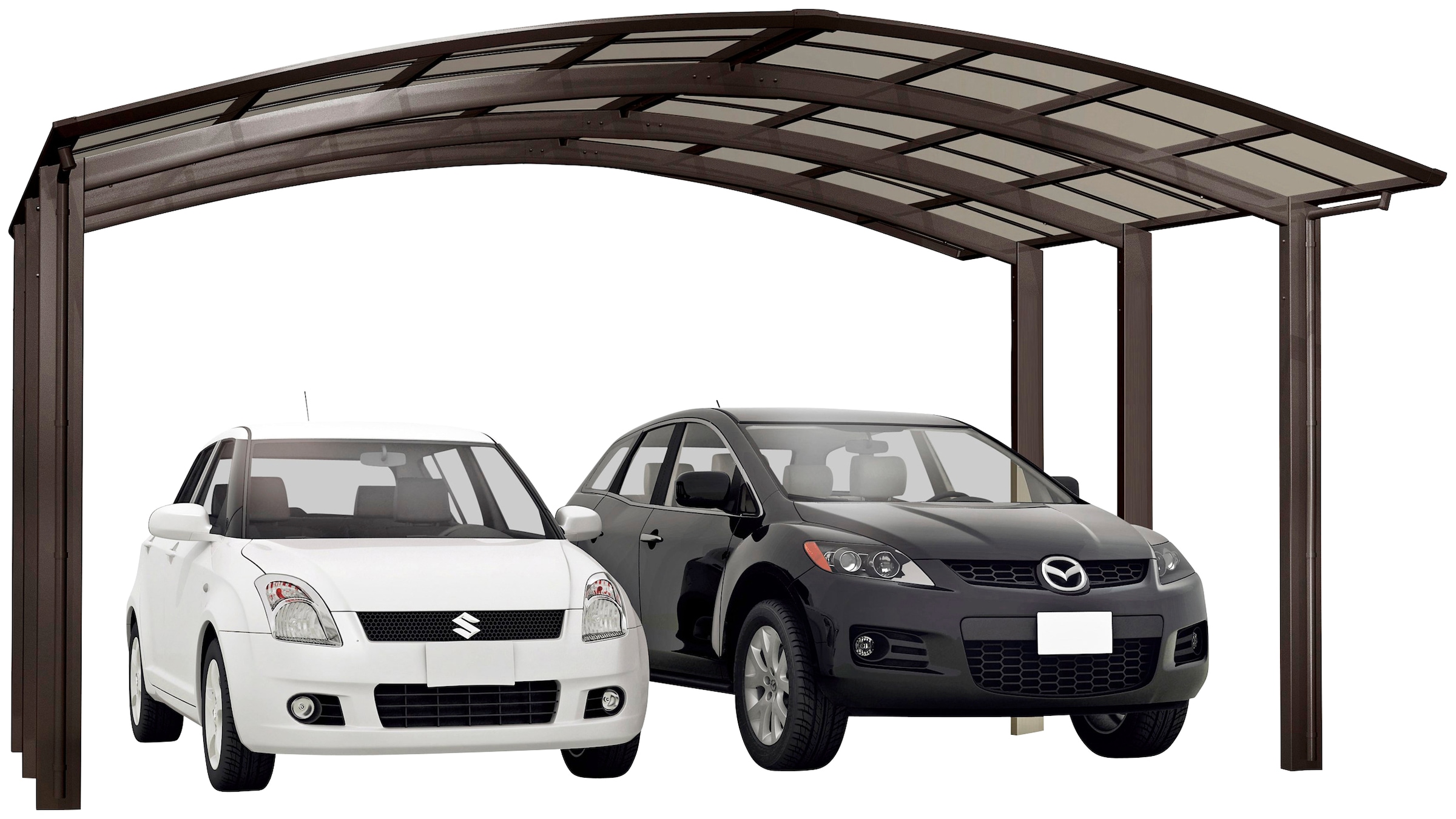 Doppelcarport »Portoforte Typ 60 M-mattbraun«, Aluminium, 526 cm, braun, Aluminium