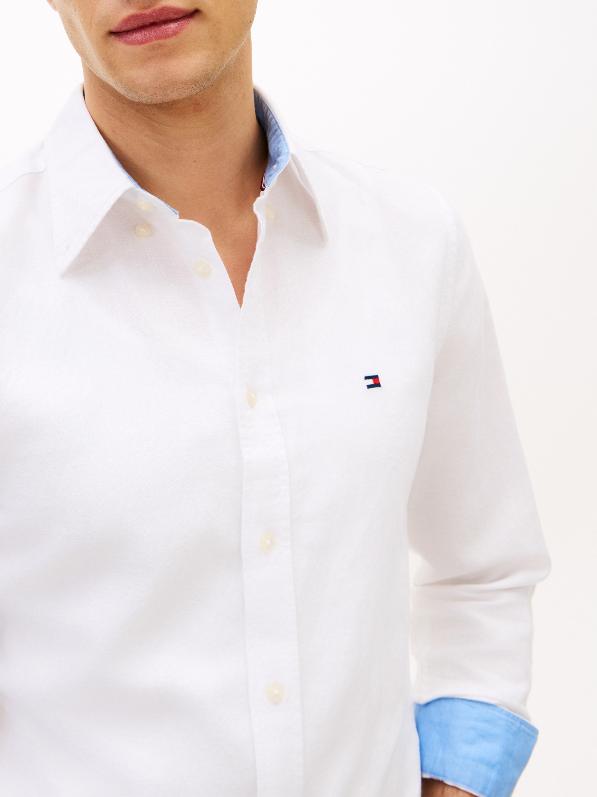 Tommy Hilfiger Langarmhemd »LINEN BLEND SOLID BTD« Regular Fit Leinen
